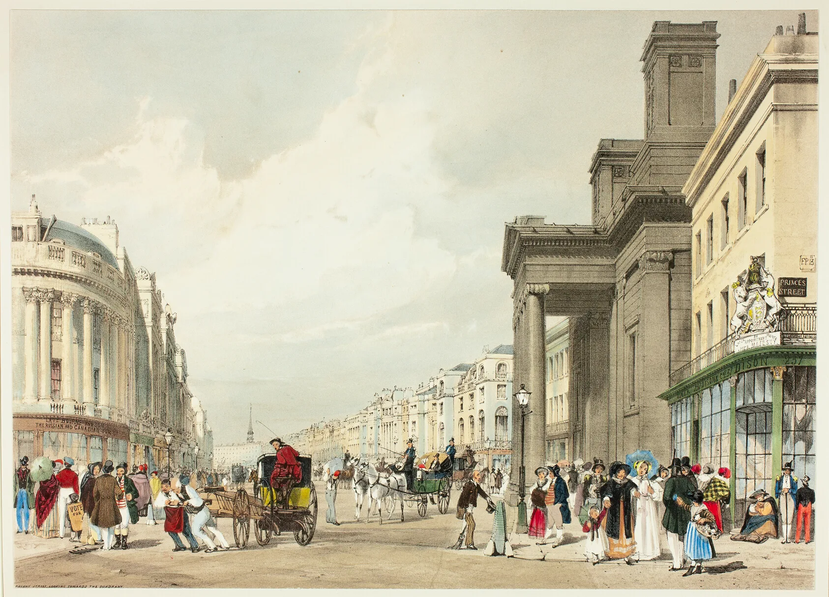 Regent Street Looking Towards the Quadrant, plate eighteen from Original Views of London as It Is, Shotter Boys, 1842