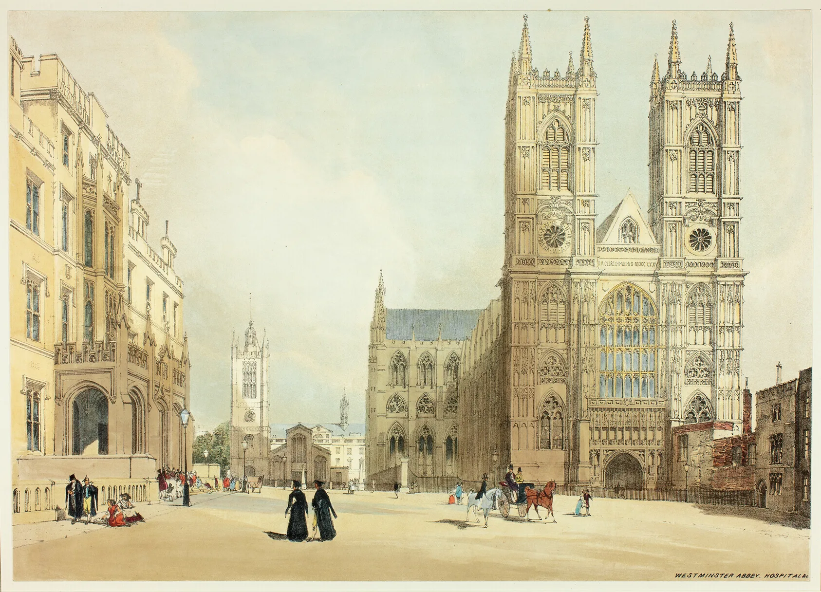 Westminster Abbey, Hospital and Company, plate seven from Original Views of London as It Is, Shotter Boys, 1842