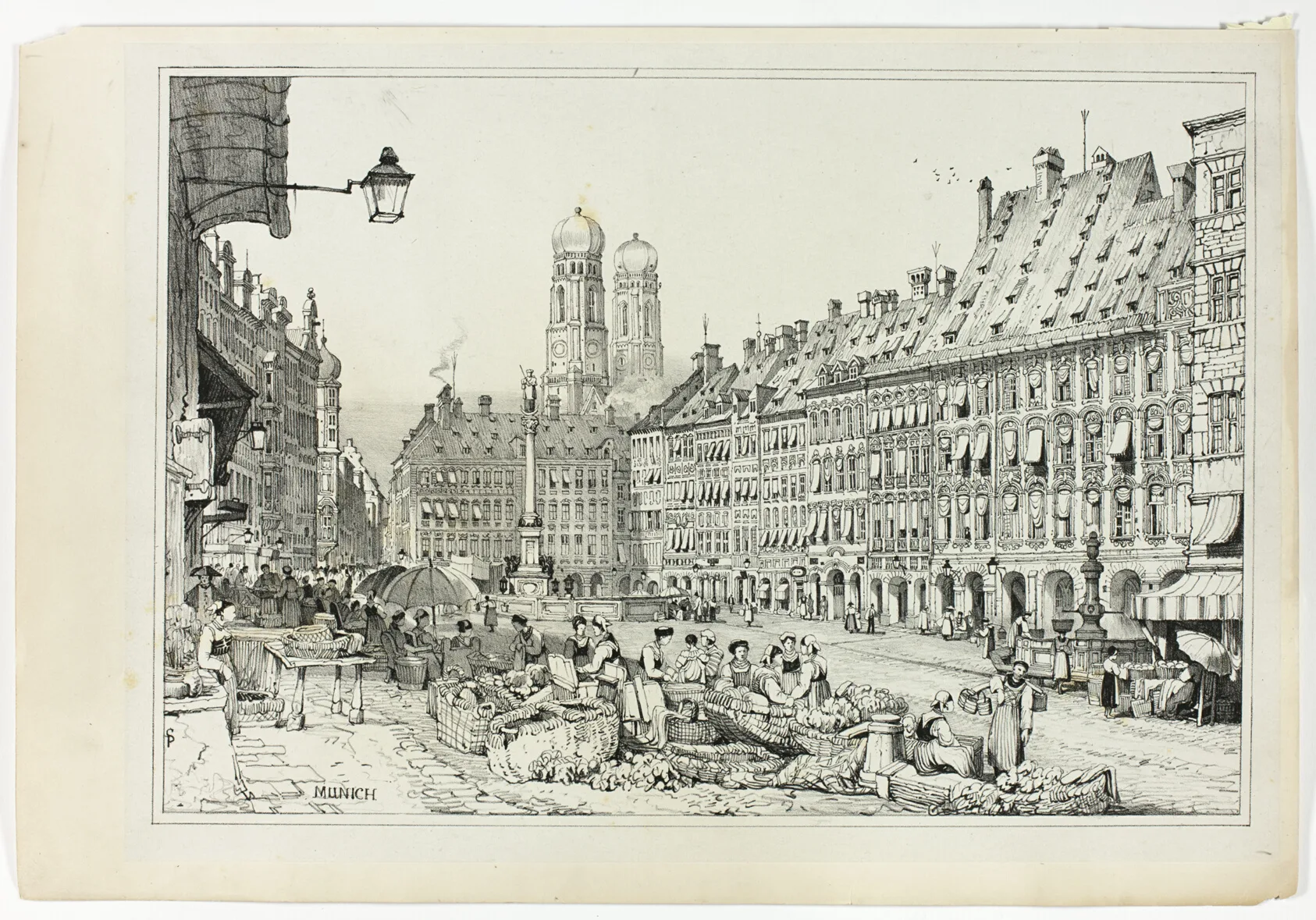 Munich, from Facsimiles of Sketches made in Flanders and Germany, Prout, 1833