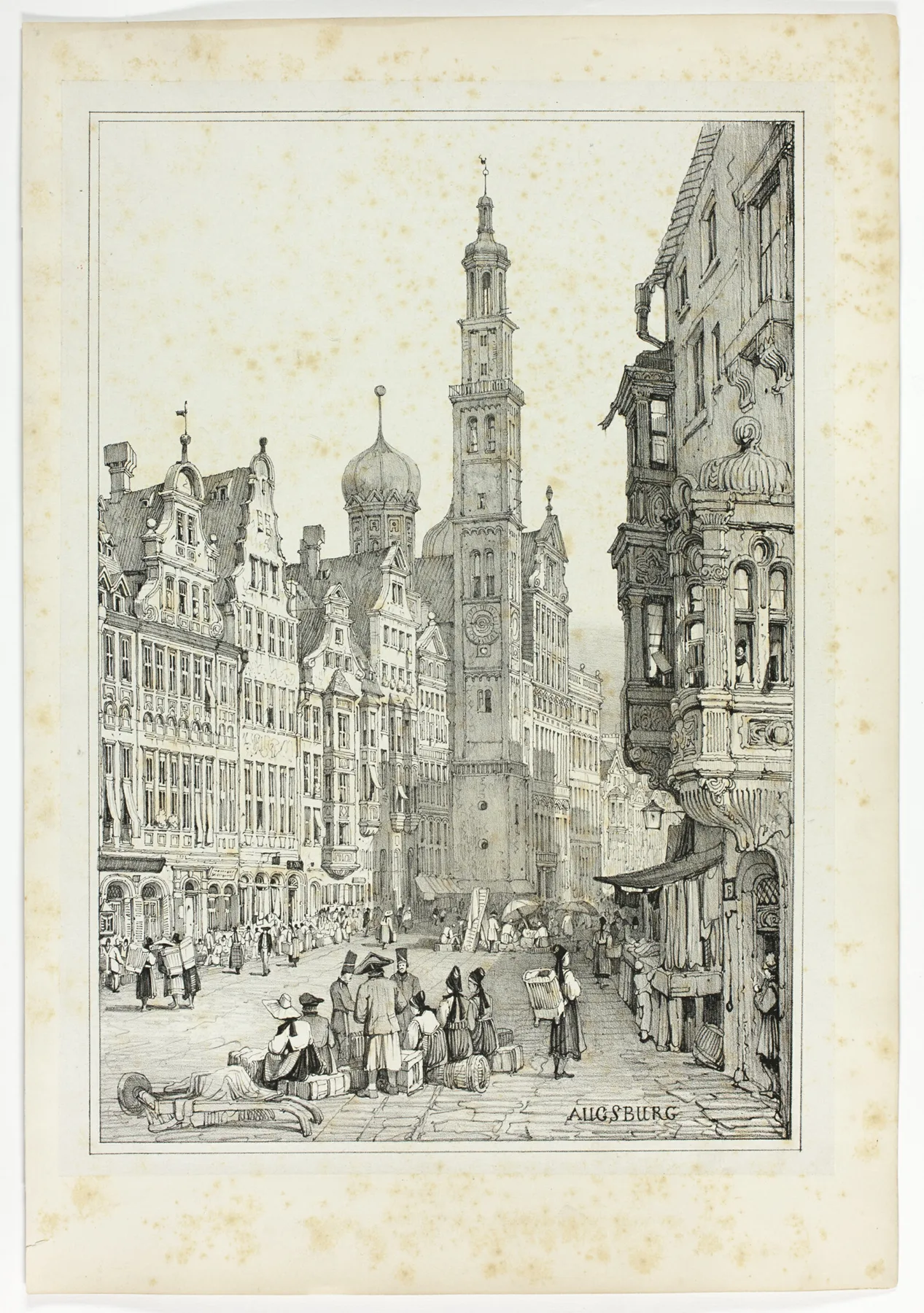 Augsburg, from Facsimiles of Sketches made in Flanders and Germany, Prout, 1833