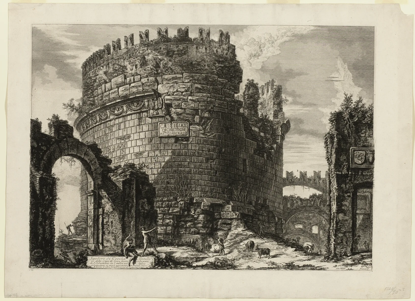 Tomb of Caecilia Metella, from Views of Rome, Piranesi, 1762, published 1800–07