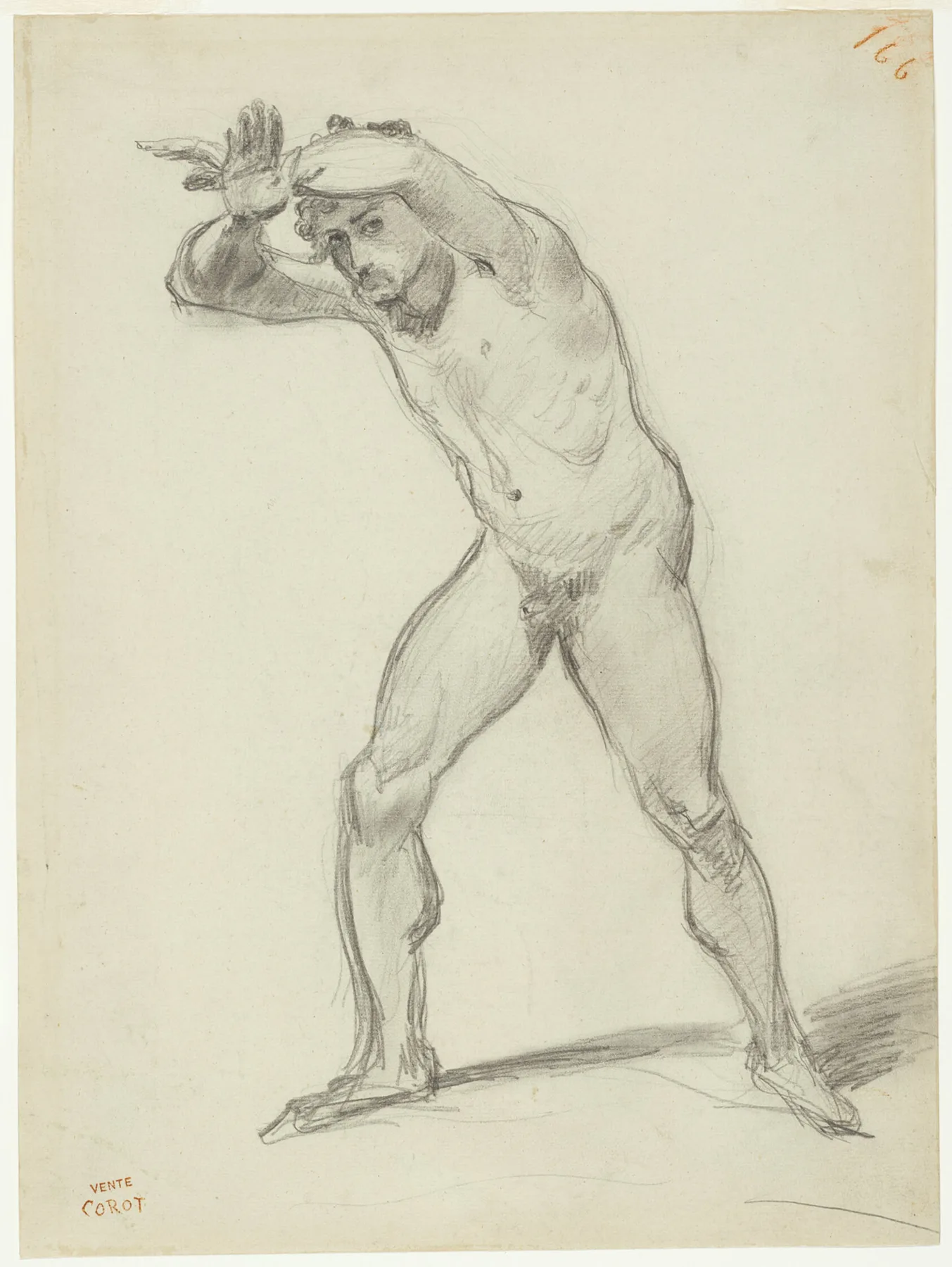 Standing Male Nude, Corot, 1843
