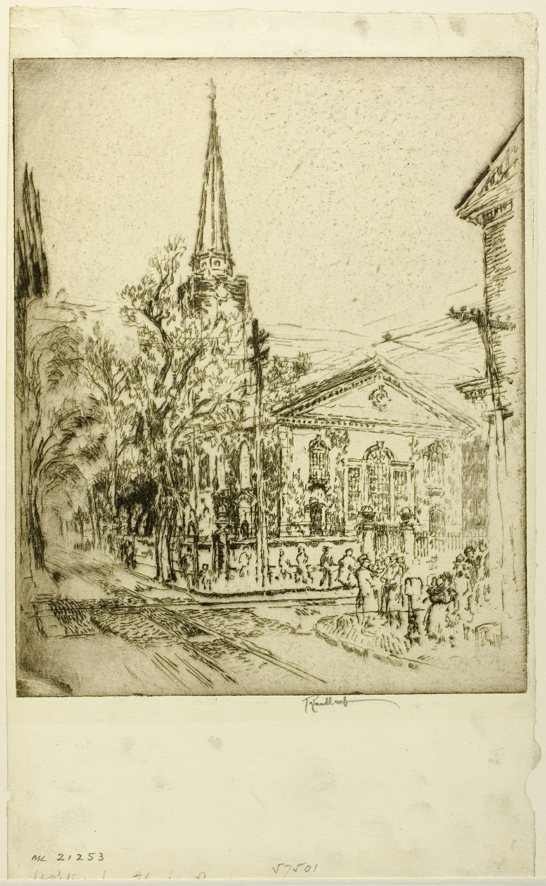 St. Peter's, From Pine Street, Philadelphia, Pennell, 1920