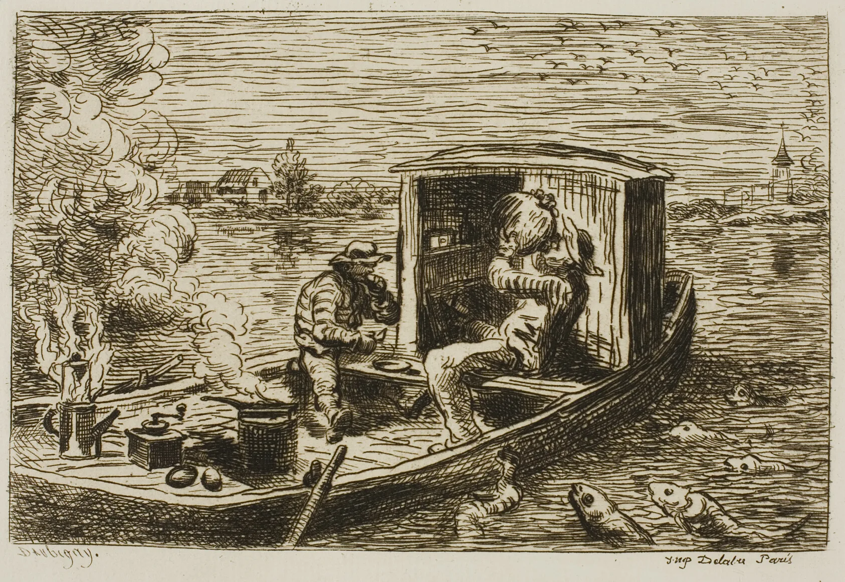 Swallowing (Meal on the Boat), Daubigny, 1861