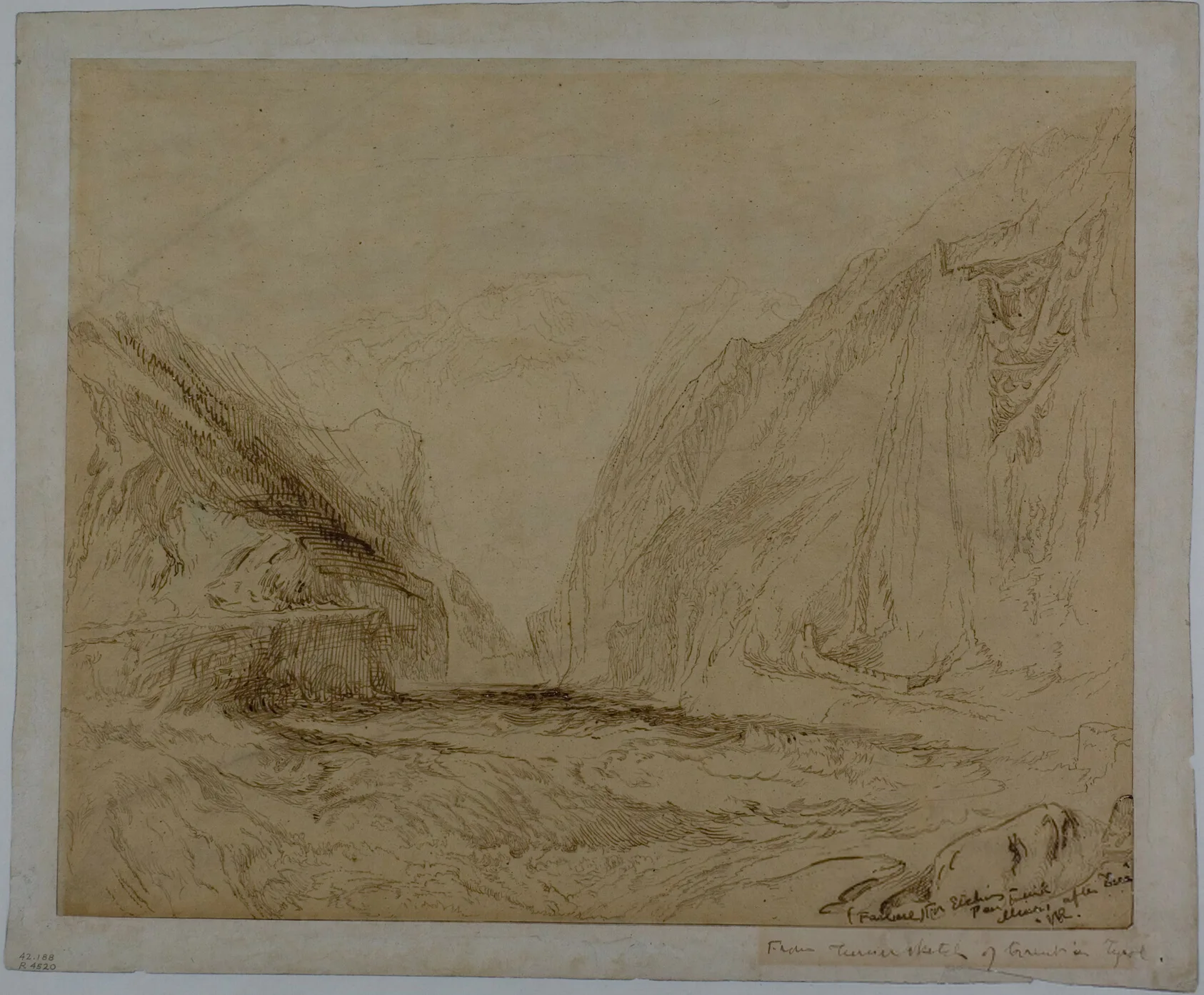 Torrent in Tyrol, Ruskin, n.d.