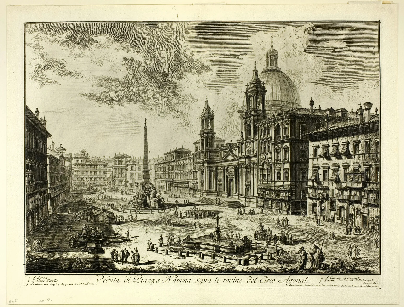View of Piazza Navona above the ruins of the Circus of Domitian, from Views of Rome, Piranesi, 1750/59
