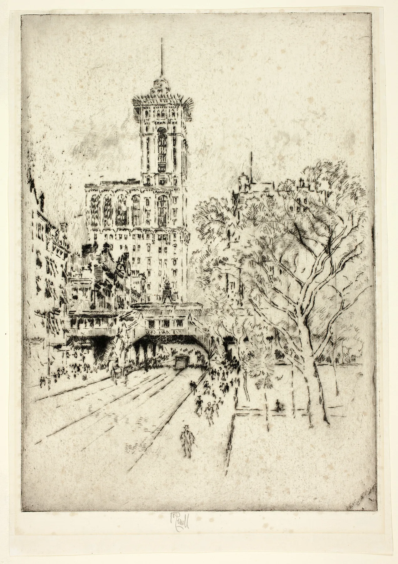 Times Building and 42nd Street, Pennell, 1904