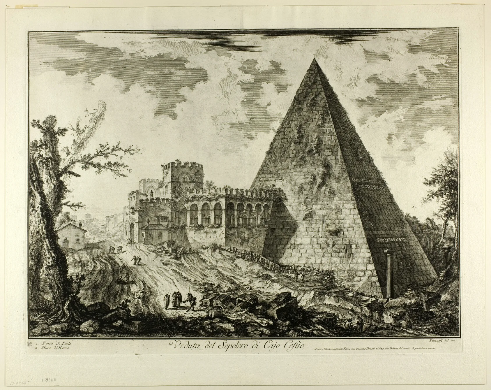 View of the Pyramidal Tomb of Cestius, from Views of Rome, Piranesi, 1750/59