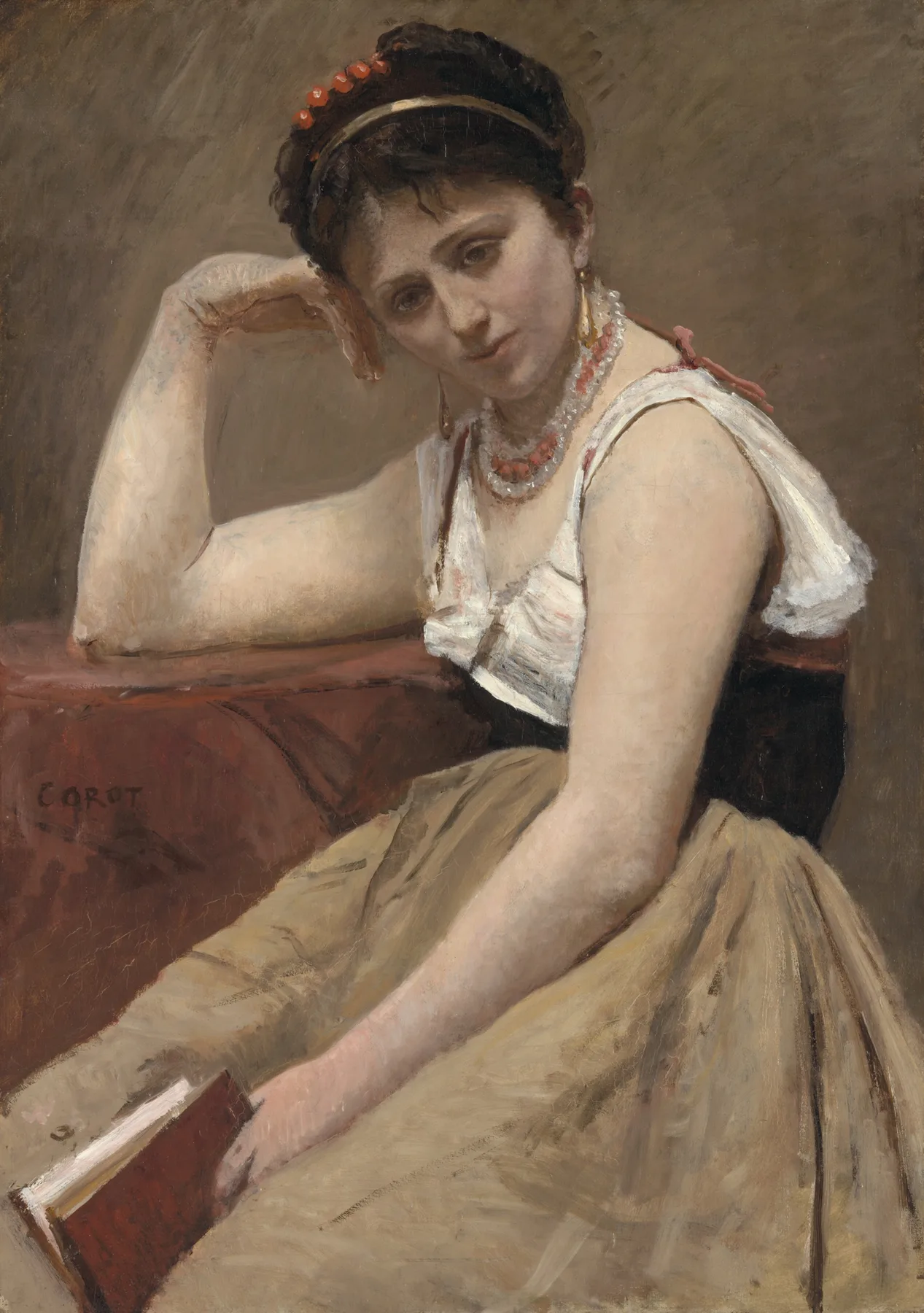 Interrupted Reading, Corot, c. 1870