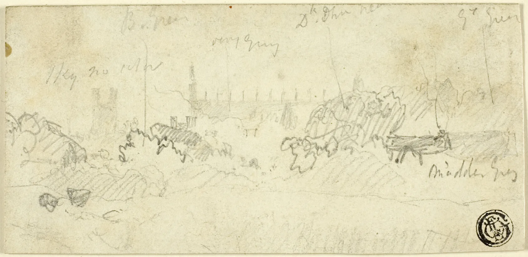 Sketch of Landscape with Cathedral, Cotman, n.d.