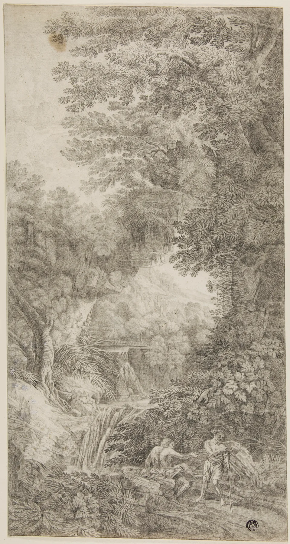 Forest Scene with Waterfall and Two Figures, Palmer, n.d.
