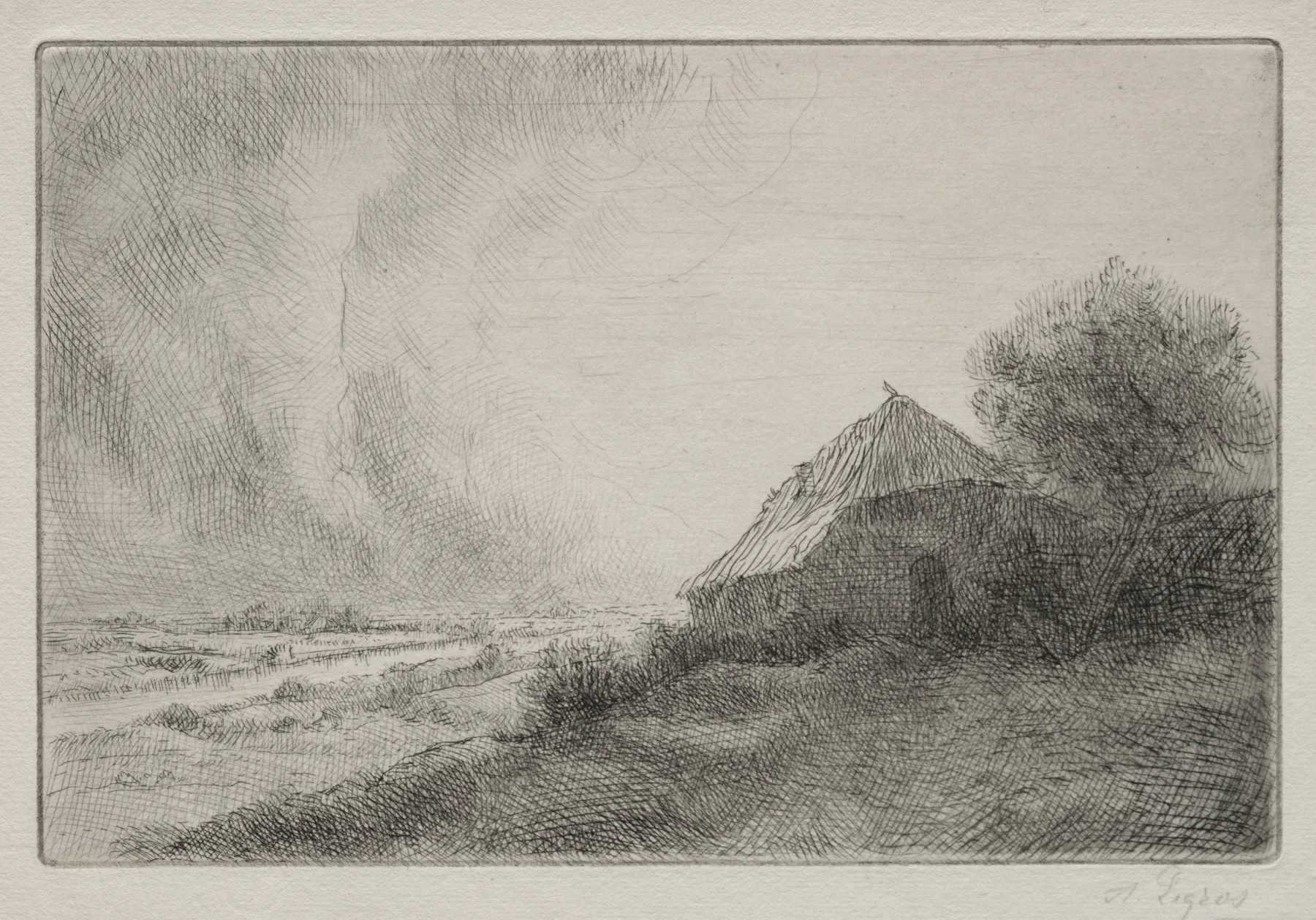 Ruined House on a Hillside, Legros, c. 1857–1911