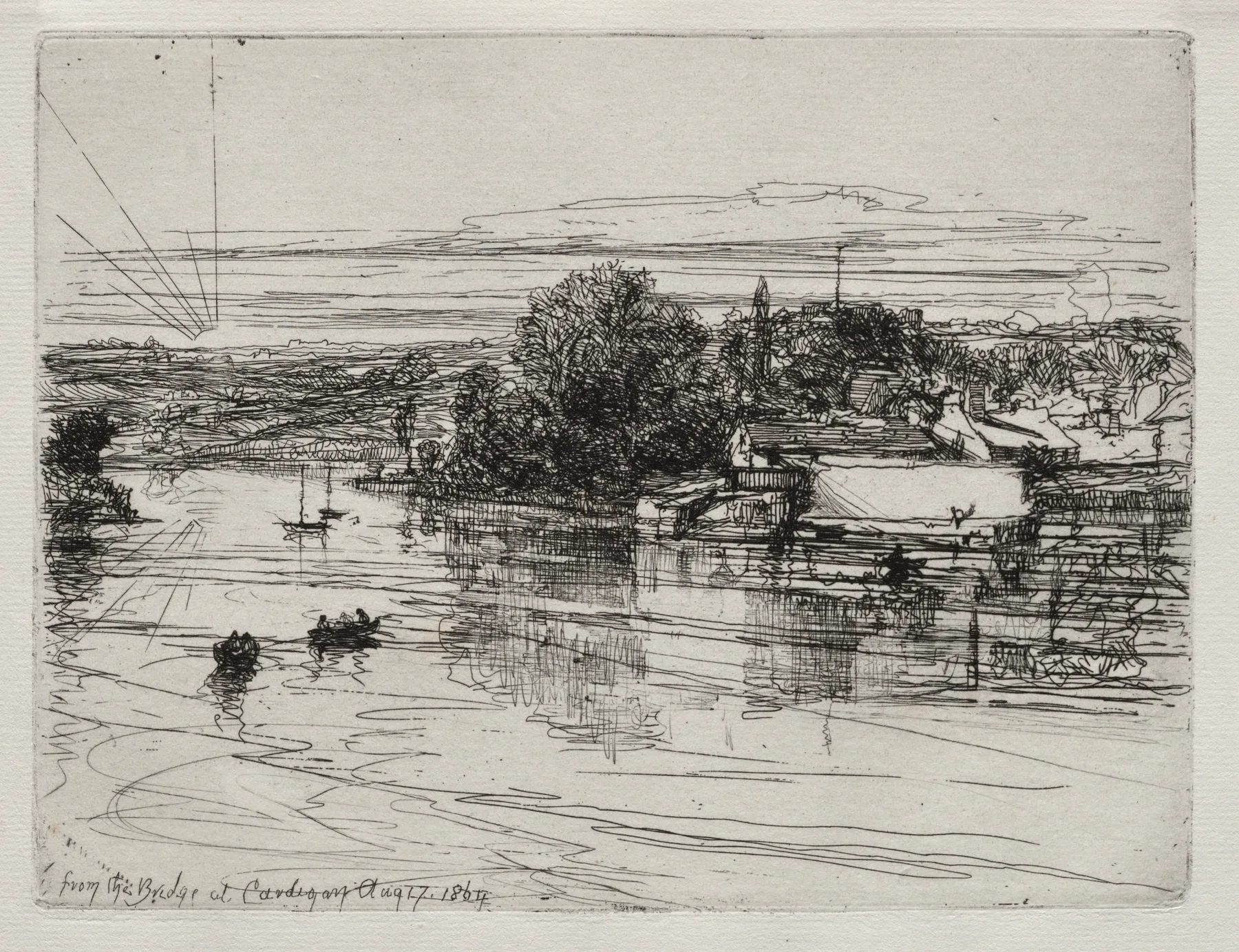 Cardigan Bridge, Seymour Haden, 1864