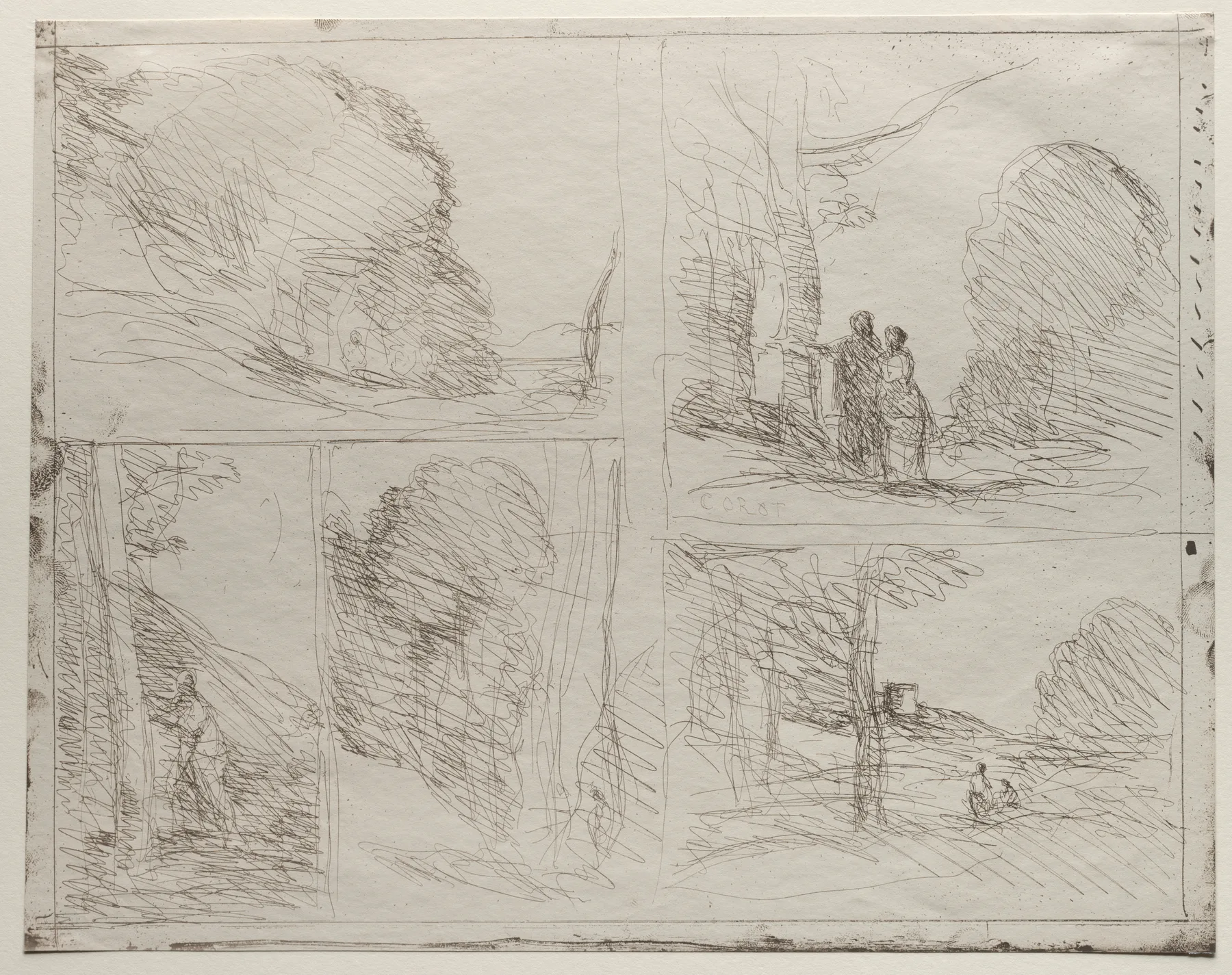 The Garden of Pericles; The Painter's Lane; Scrawl; The Large Woodcutter; The Tower of Henry VIII, Corot, original impression 1856, printed in 1921