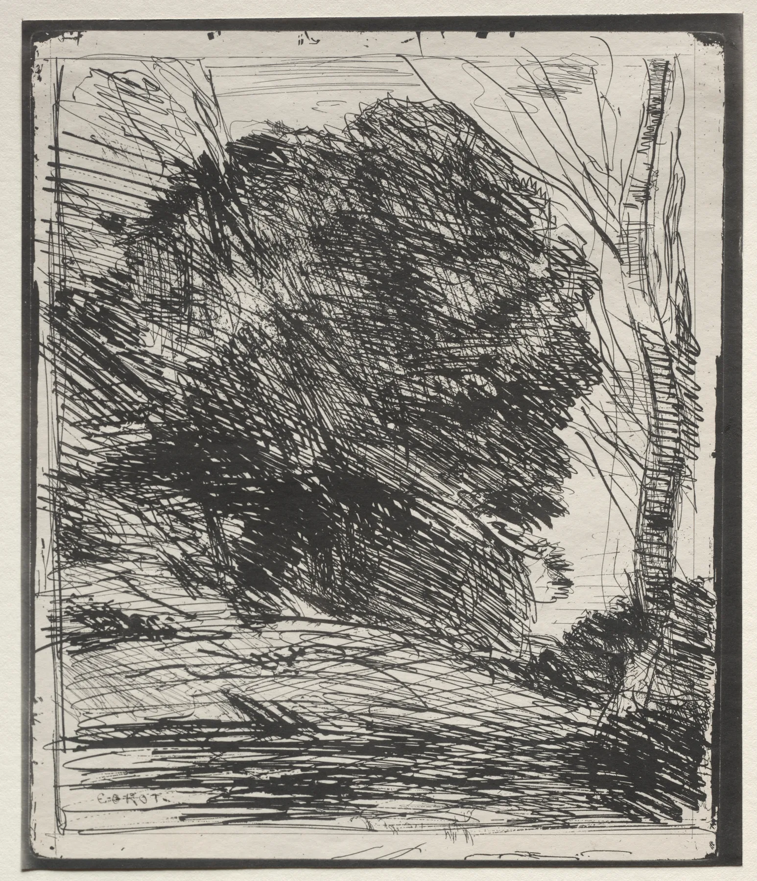 Trees on the Mountain, Corot, original impression 1856, printed in 1921