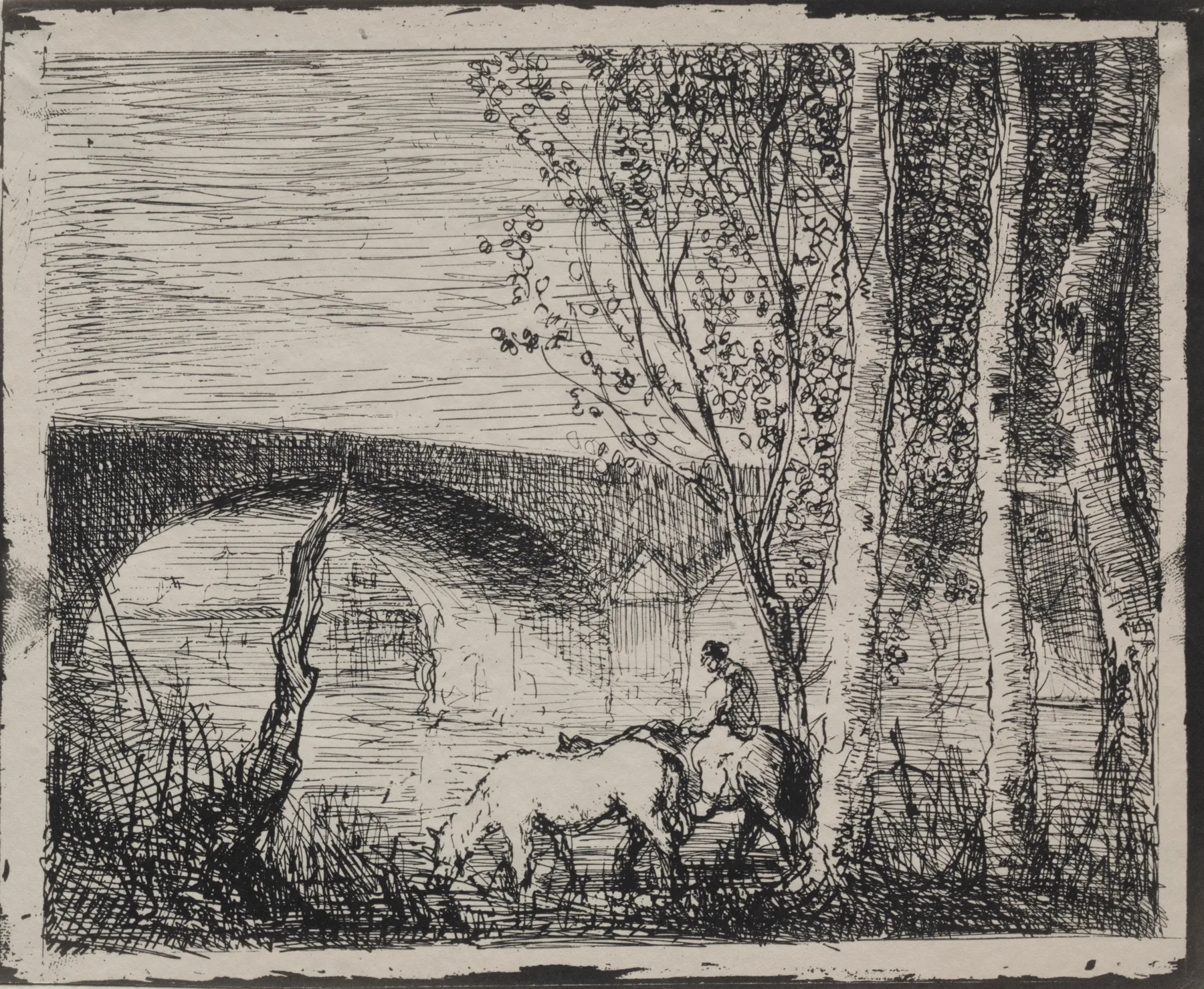 The Bridge, Daubigny, original impression 1862, printed in 1921