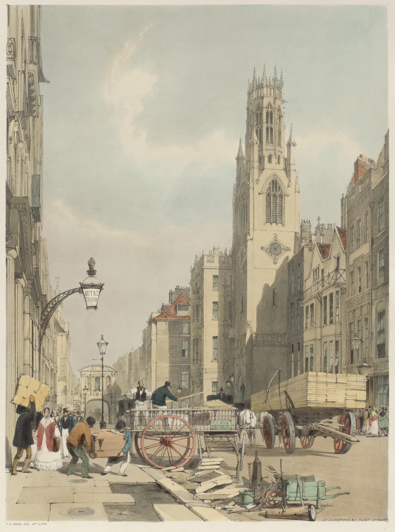 London As It Is: St. Dunstan's, Fleet Street, Shotter Boys, 1842