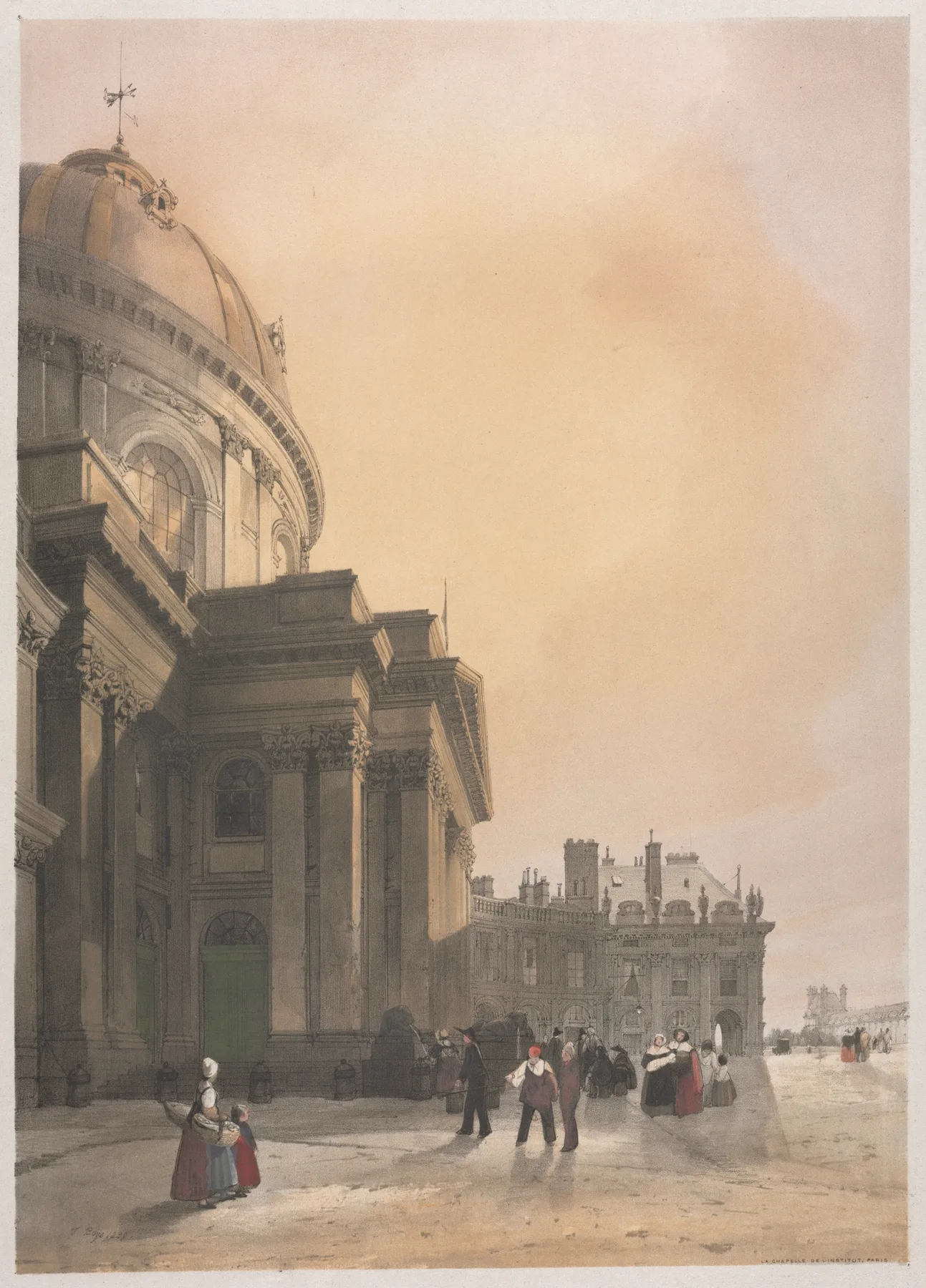 Picturesque Architecture in Paris, Ghent, Antwerp, Rouen:  La Chapelle de l'Institut, Paris, Shotter Boys, 1839