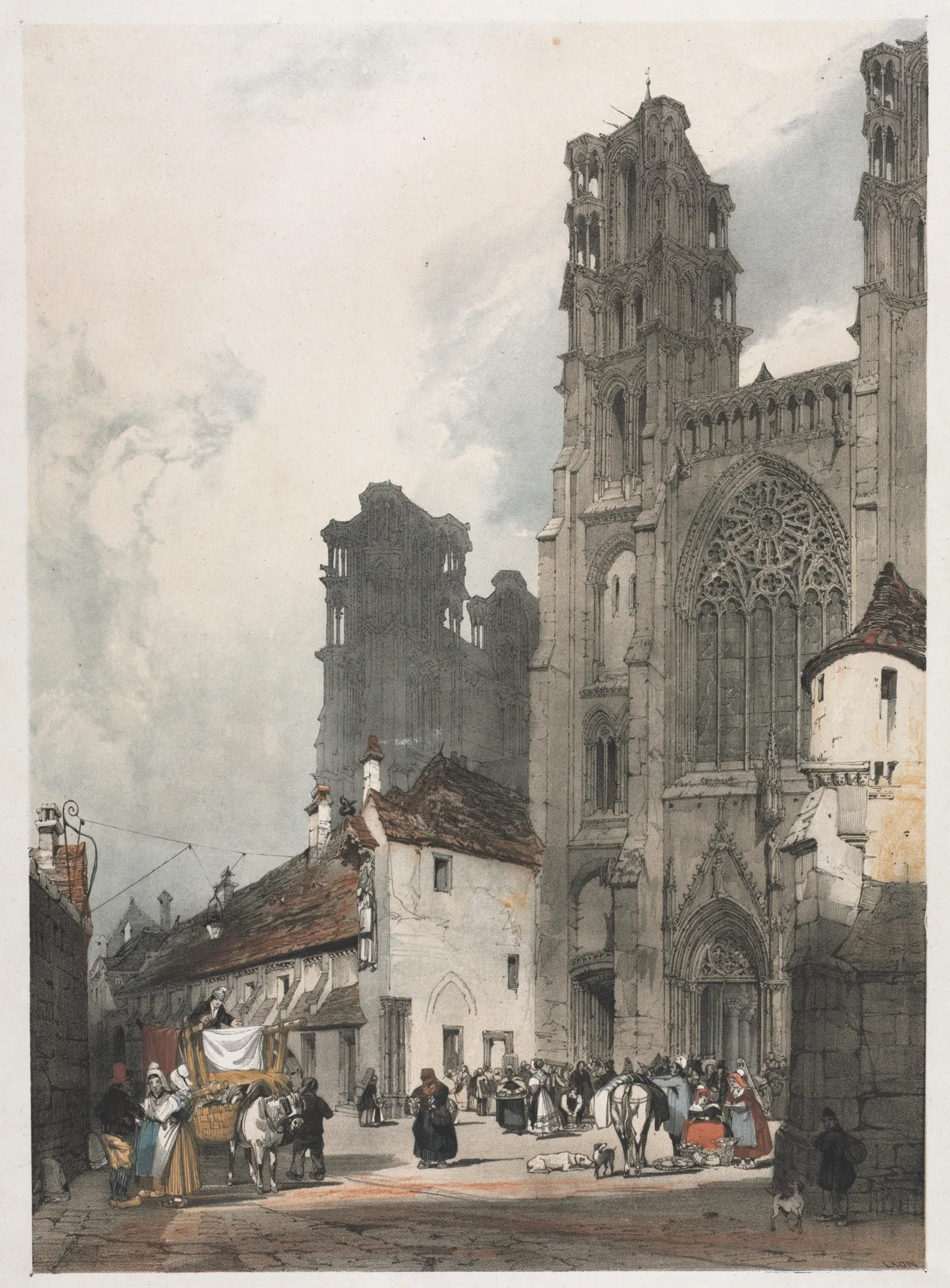 Picturesque Architecture in Paris, Ghent, Antwerp, Rouen:  Laon, France, Shotter Boys, 1839