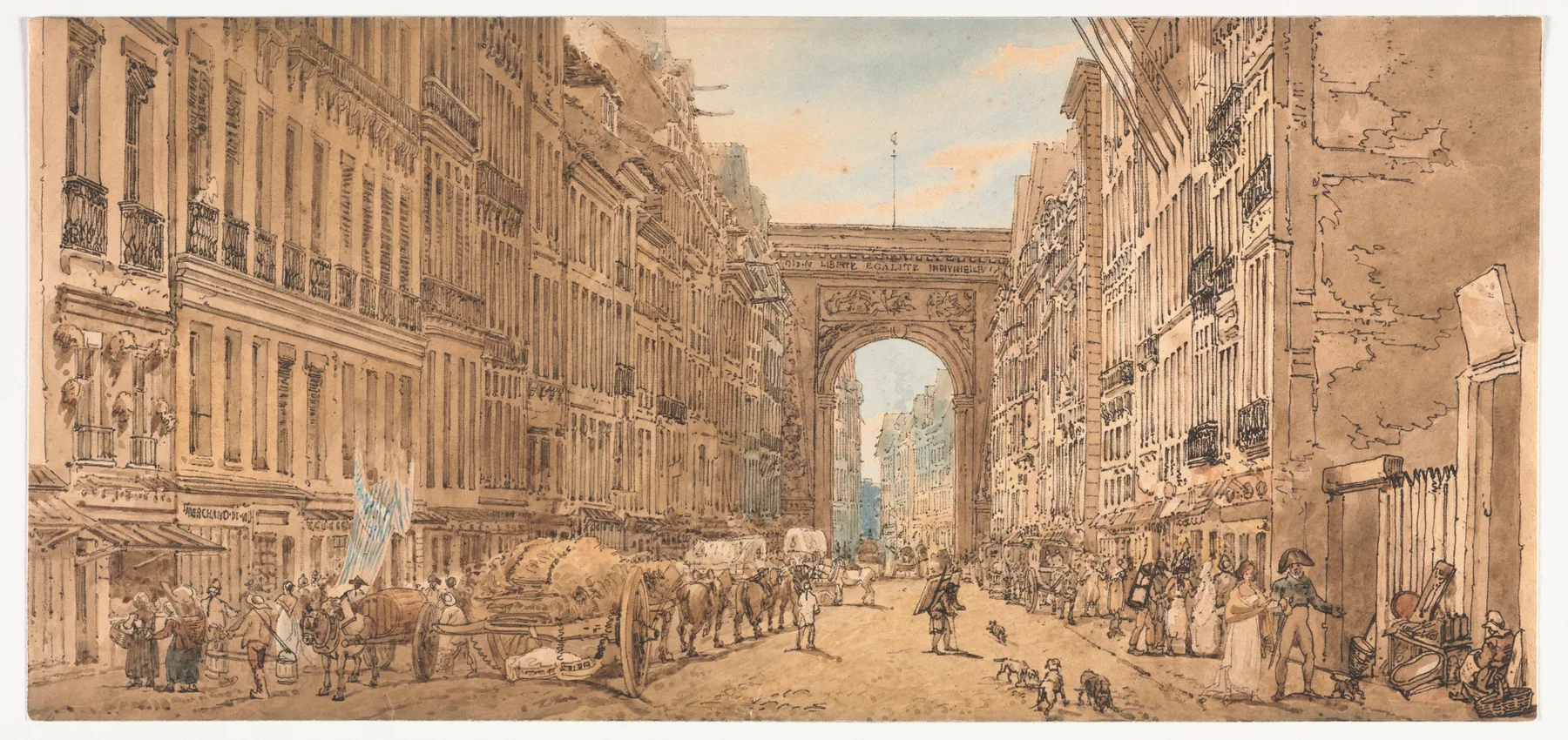 A Selection of Twenty of the Most Picturesque Views in Paris:  View of the Gate of St. Denis taken from the Suburbs, Girtin, 1802