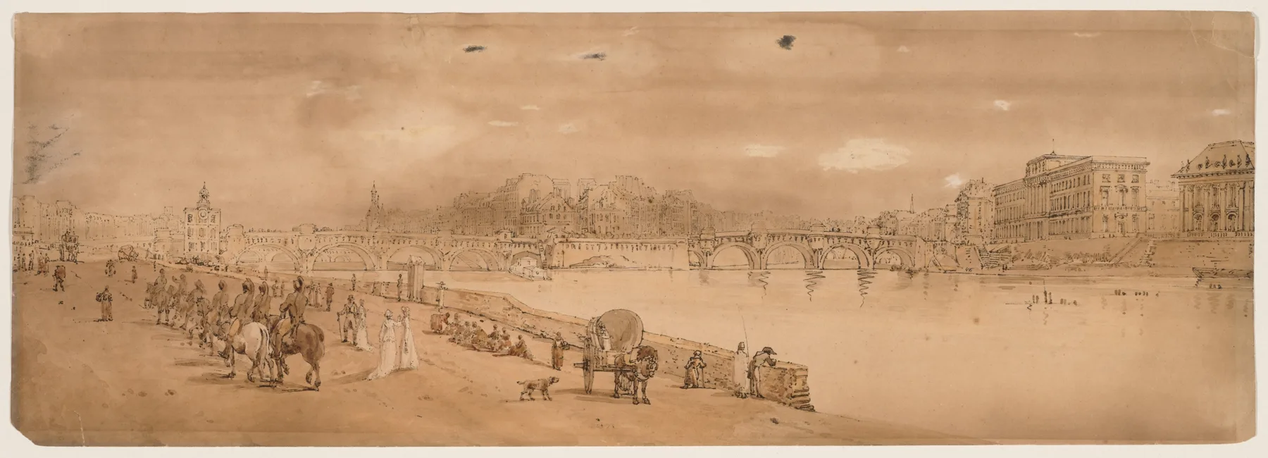 A Selection of Twenty of the Most Picturesque Views in Paris:  View of Pont Neuf, and the Mint, Girtin, 1802