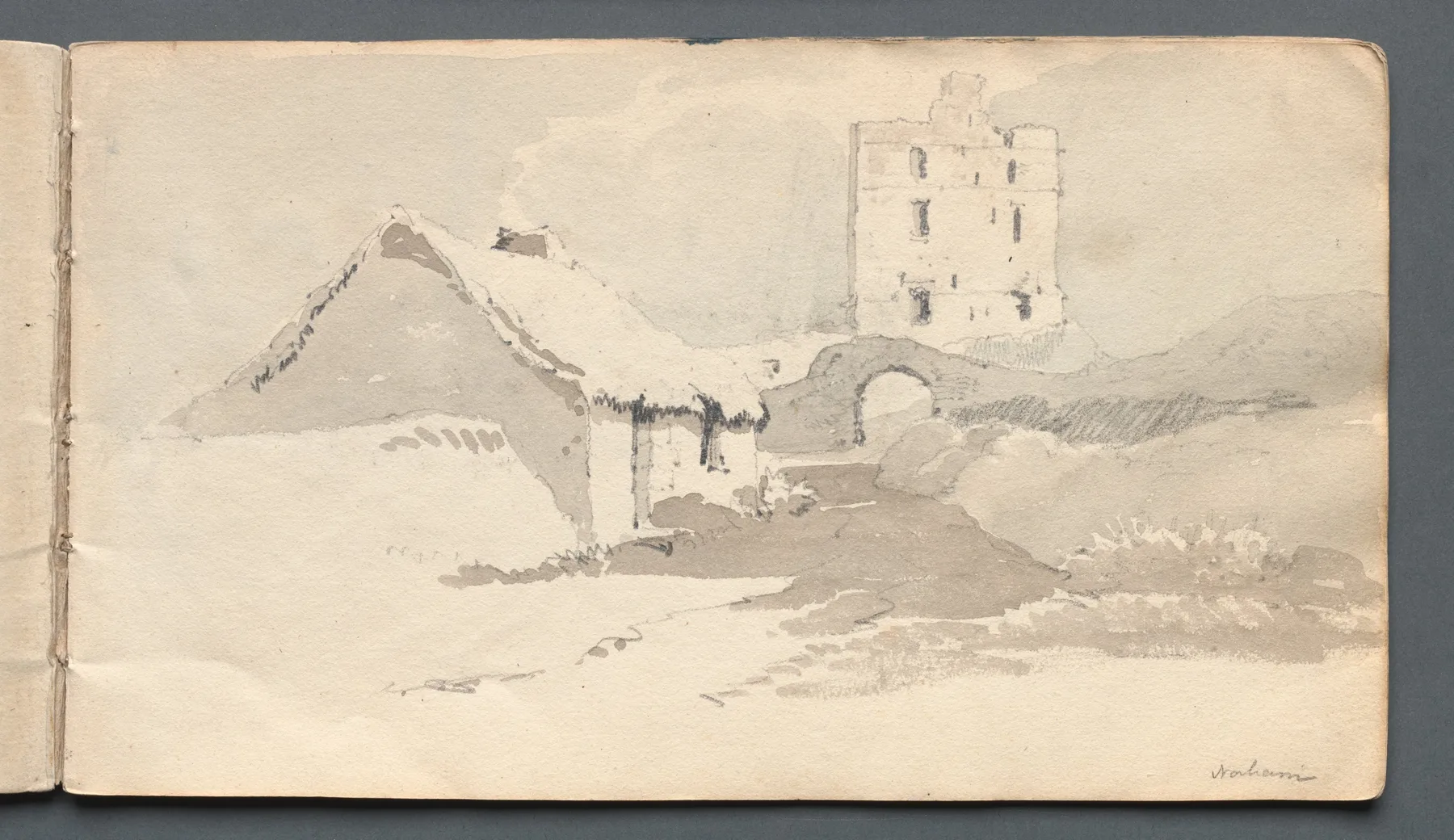 Sketchbook: Norham, Prout, 1814