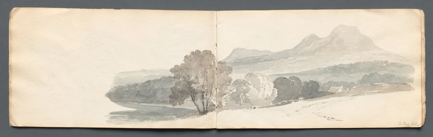 Sketchbook: Eildon Hills, Prout, 1814