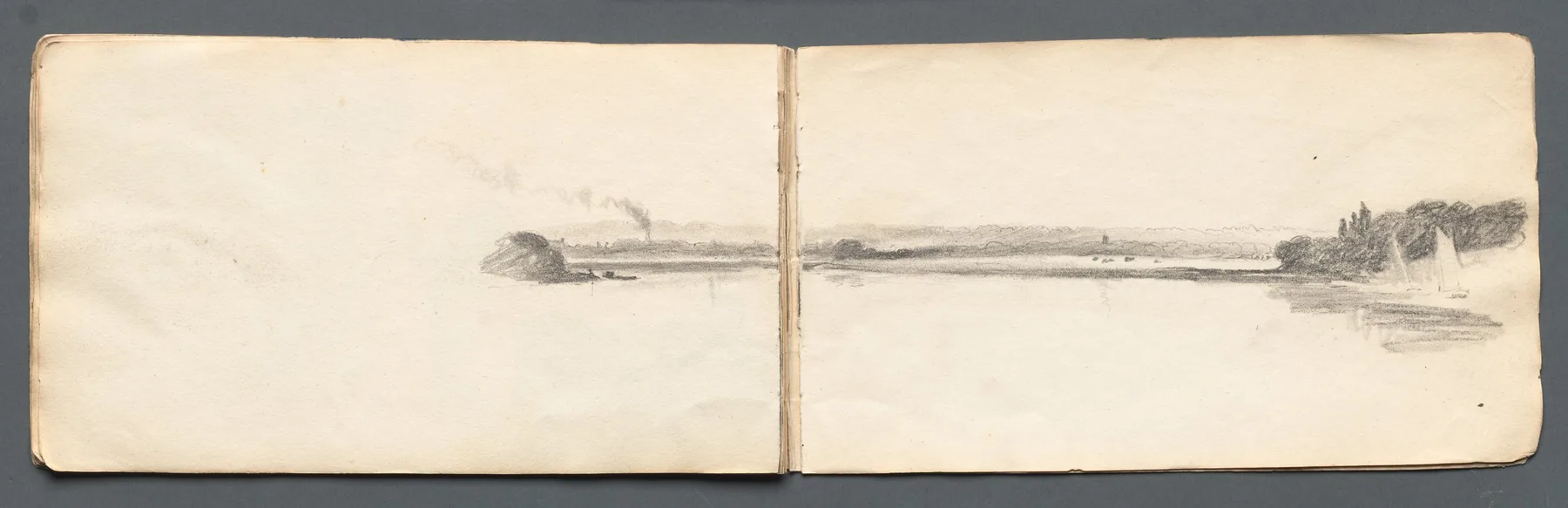 Sketchbook: "Landscape with Sailboats", Prout, 1814