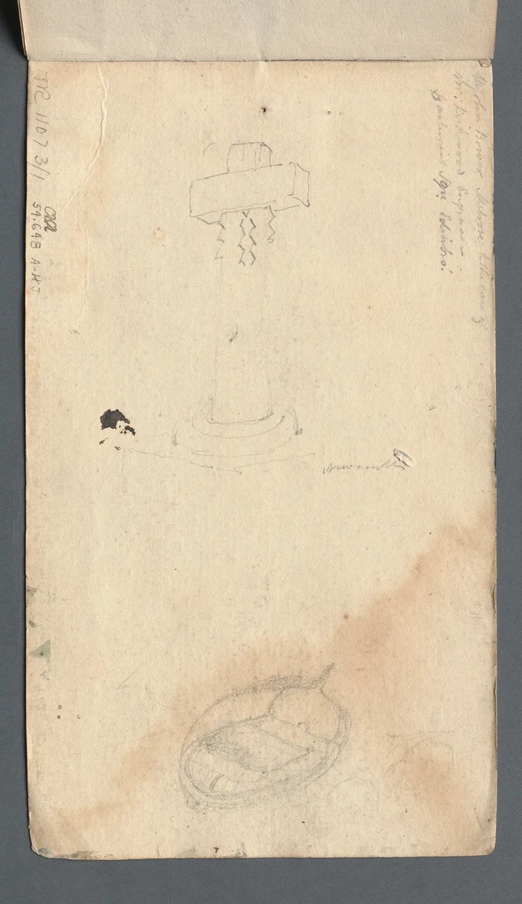 Sketchbook: Study of Cross and Rowboat (on back cover), Prout, 1814