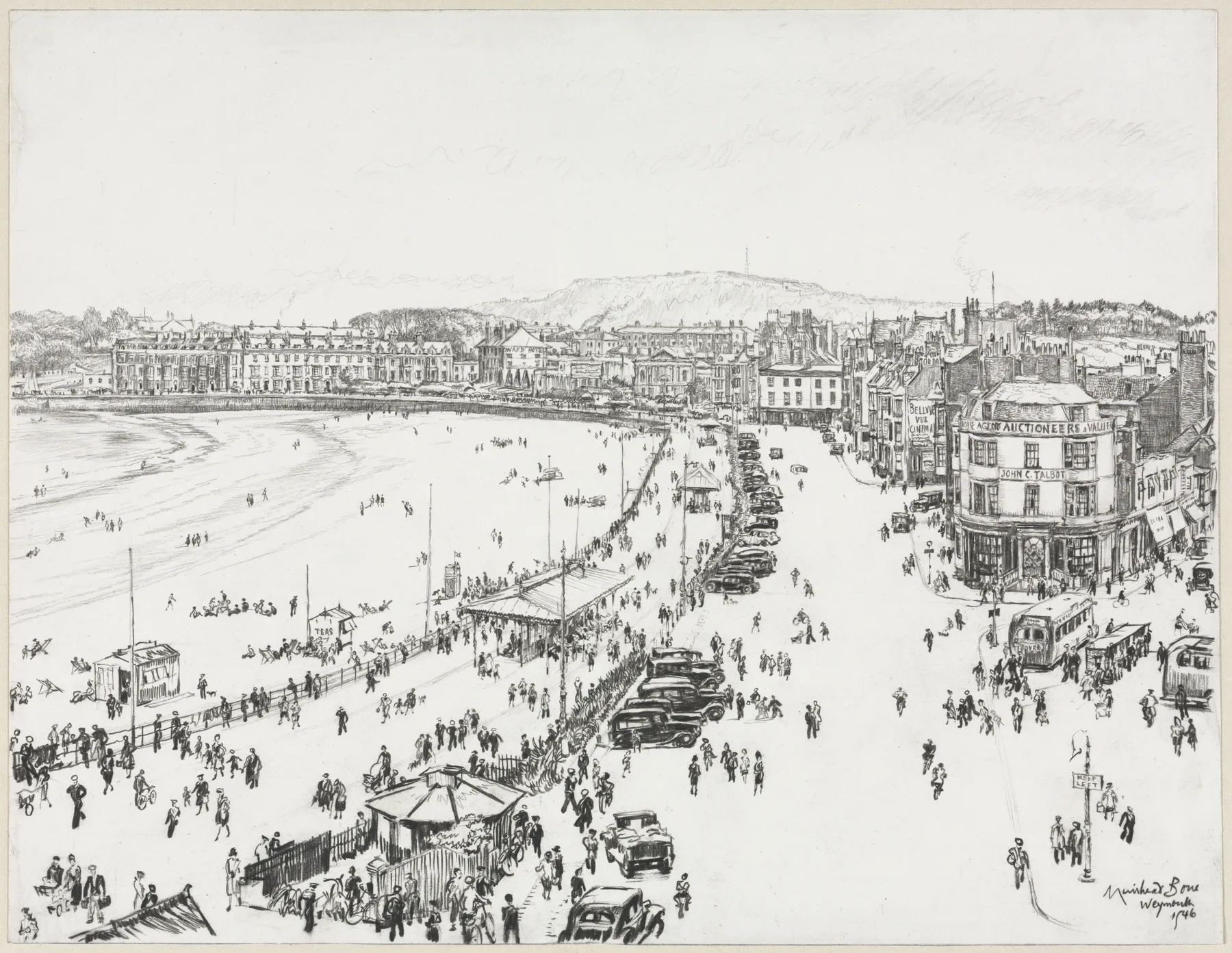 Weymouth and Distant Portland, Muirhead Bone, 1946