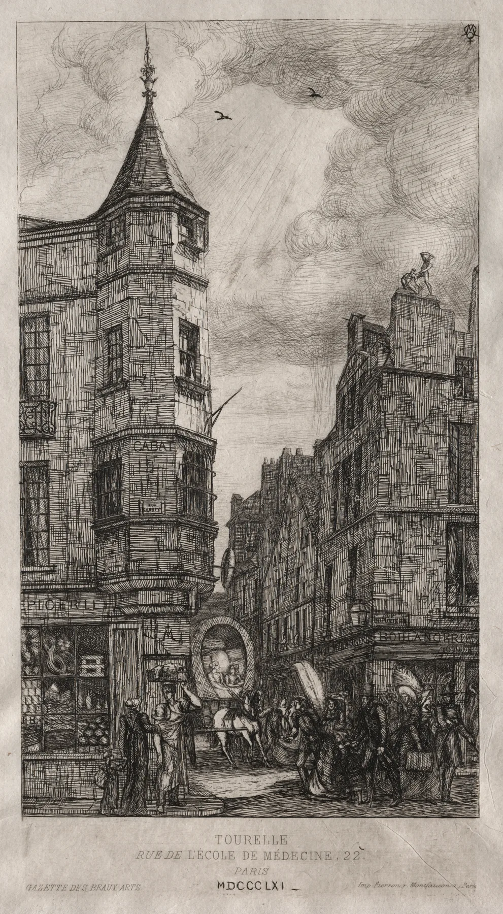 House with a Turret, No. 22 Street of the School of Medicine, Meryon, 1861