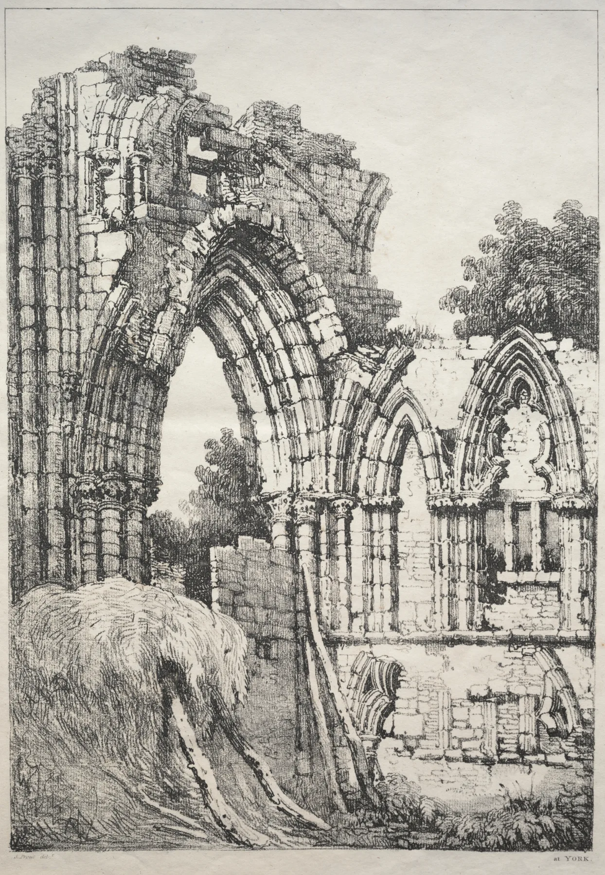 A Series of Ancient Buildings and Rural Cottages in the North of England:  At York, Ruins, Prout, 1821