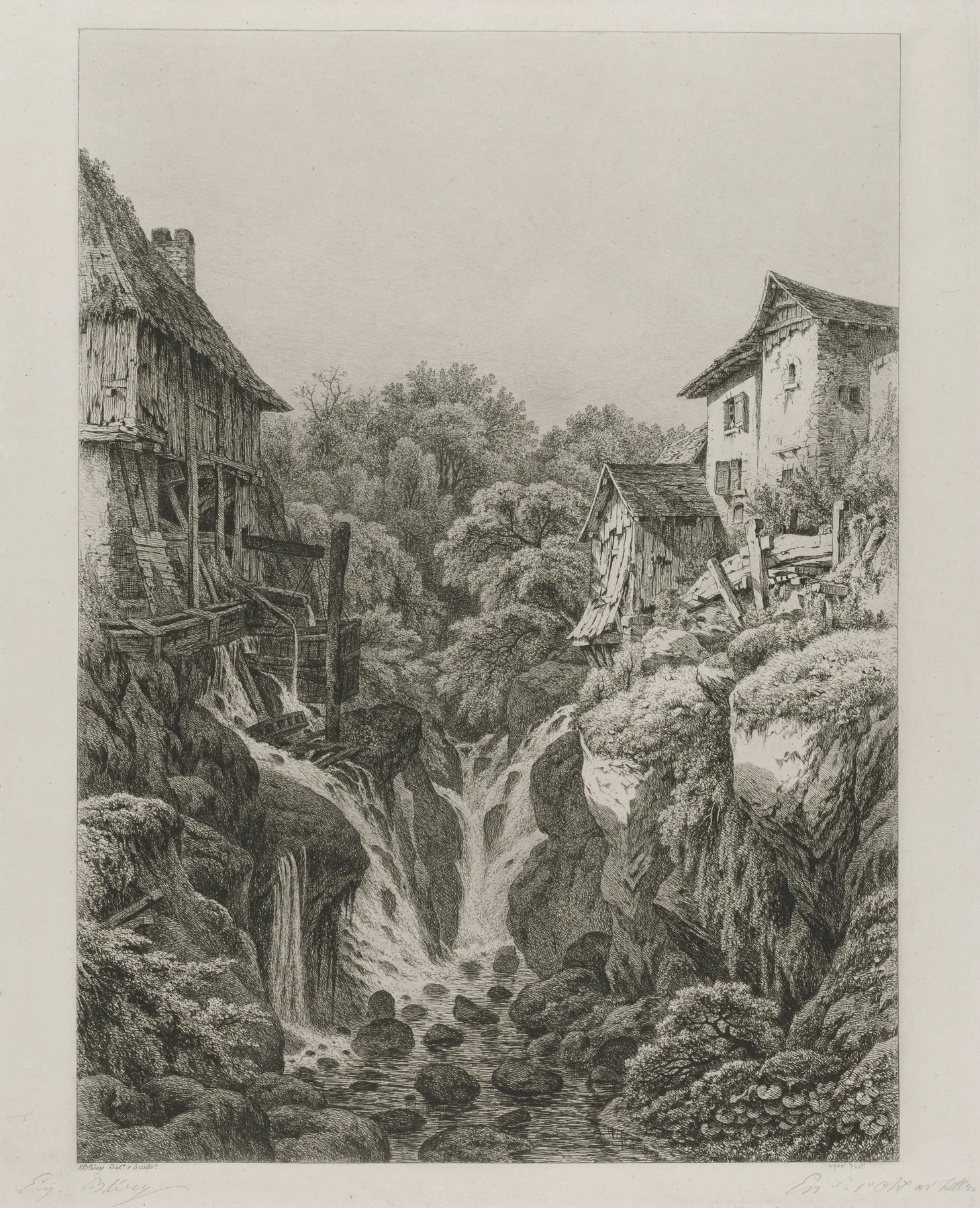 The Mill and Waterfall of Grésy near Aix-les-Bains, Bléry, 1856