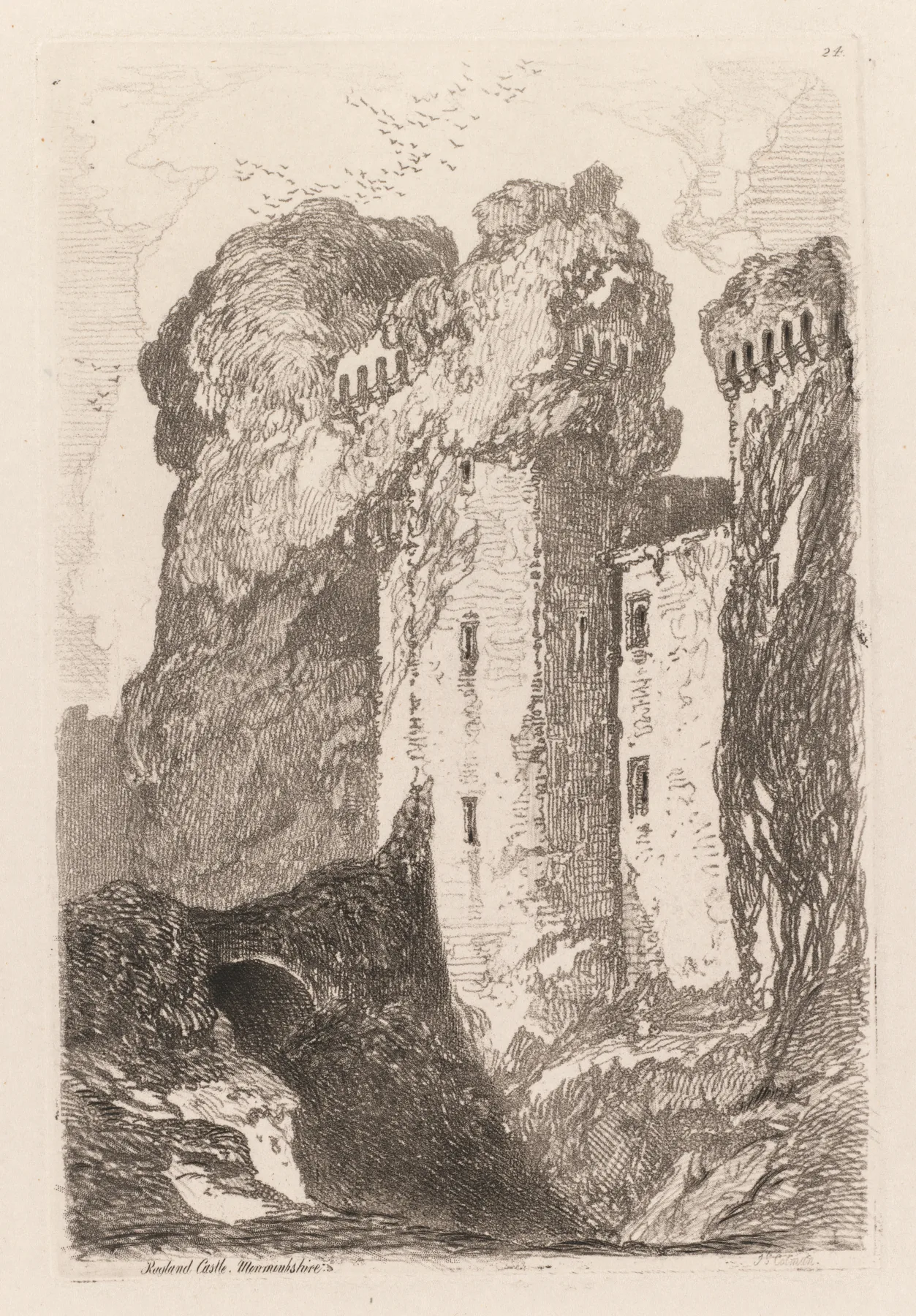 Liber Studiorium: Ragland Castle, Monmouhshire, Cotman, 1838