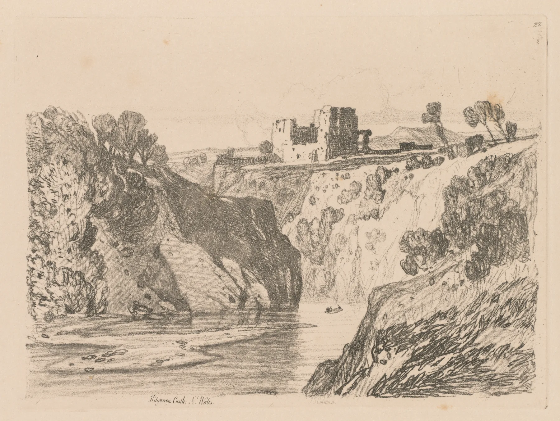 Liber Studiorum: Plate 27, Kilgarren Castle, N. Wales, Cotman, 1838