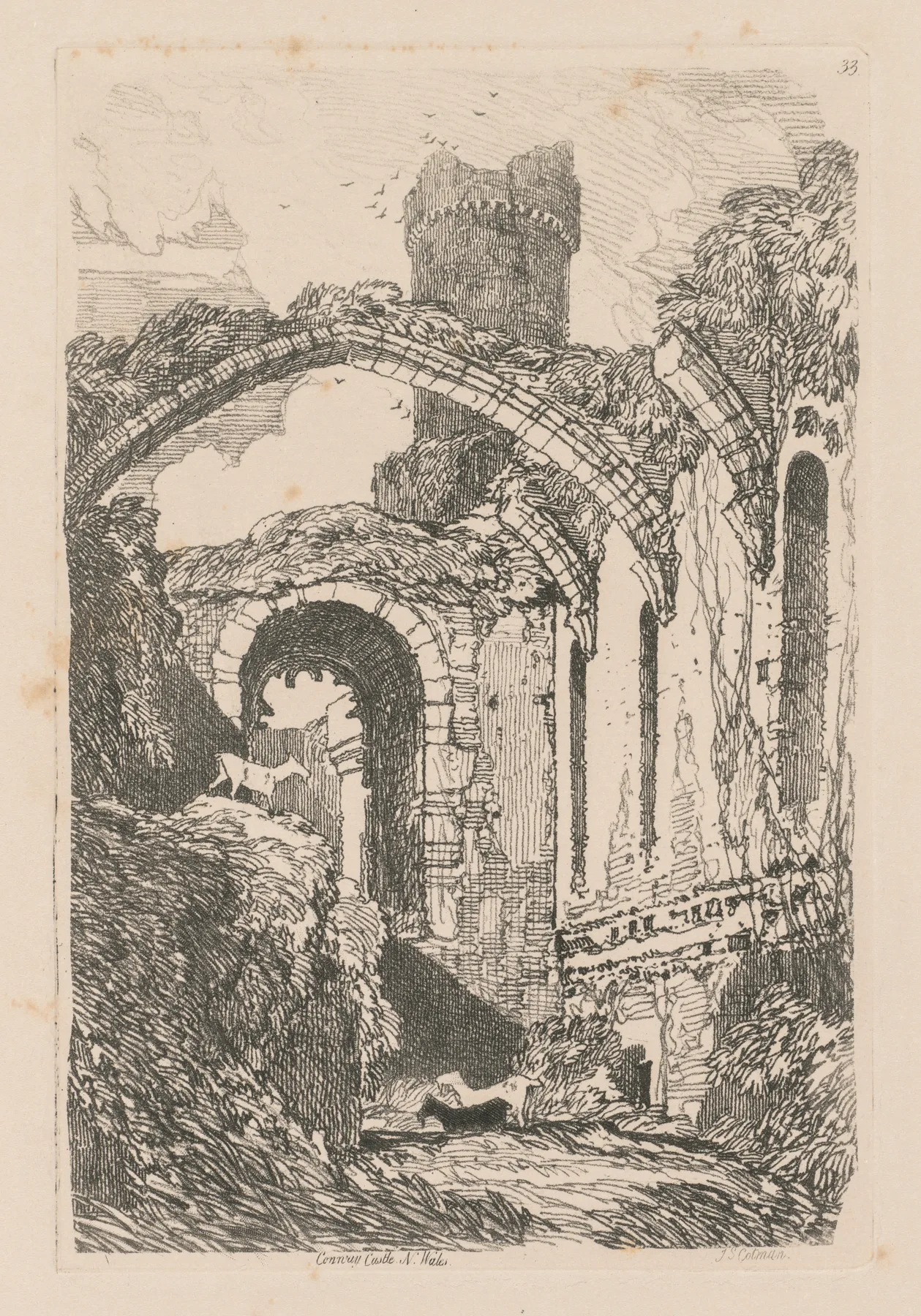 Liber Studiorum: Plate 33, Conway Castle, N. Wales, Cotman, 1838