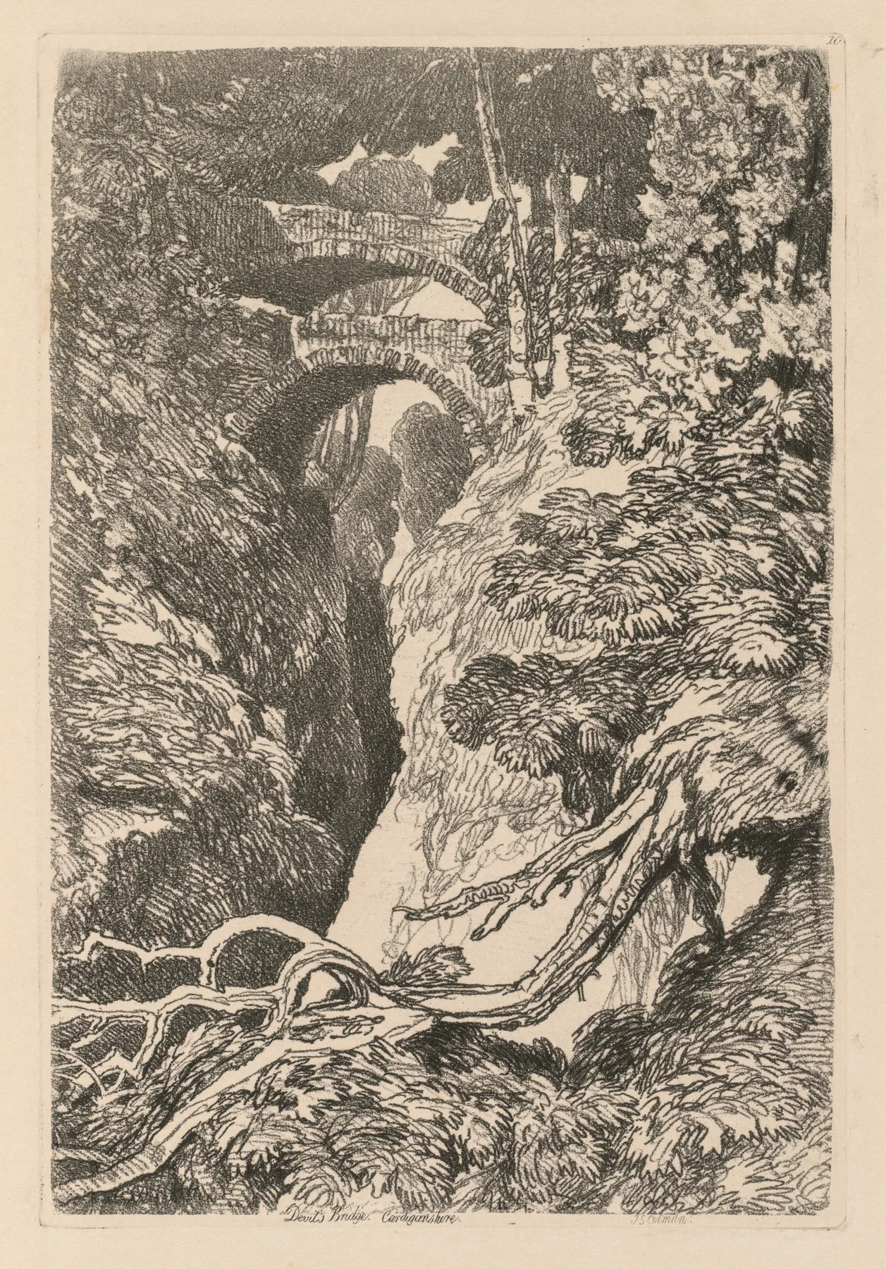 Liber Studiorum: Plate 10, The Devil's Bridge, Cardinganshire, Cotman, 1838