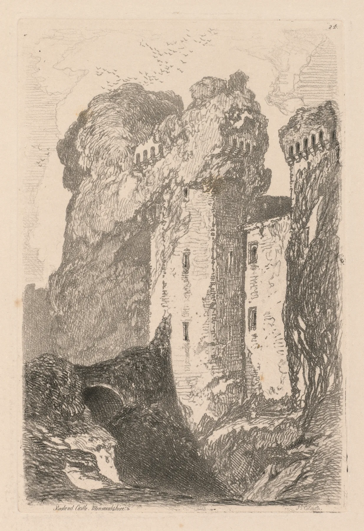 Liber Studiorum: Plate 24, Ragland Castle, Monmouthshire, Cotman, 1838