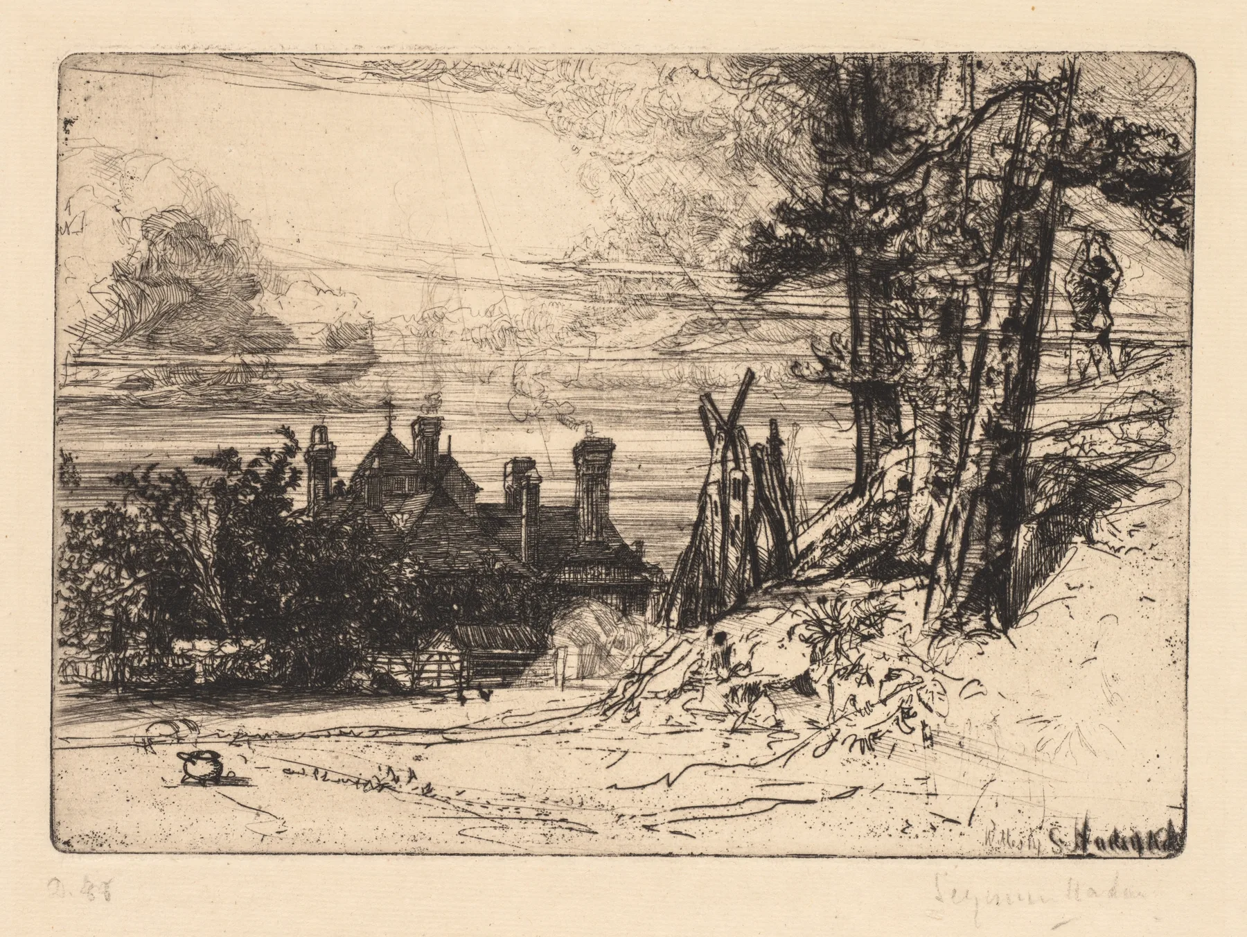 Horsley’s House at Willesley, Seymour Haden, 1865