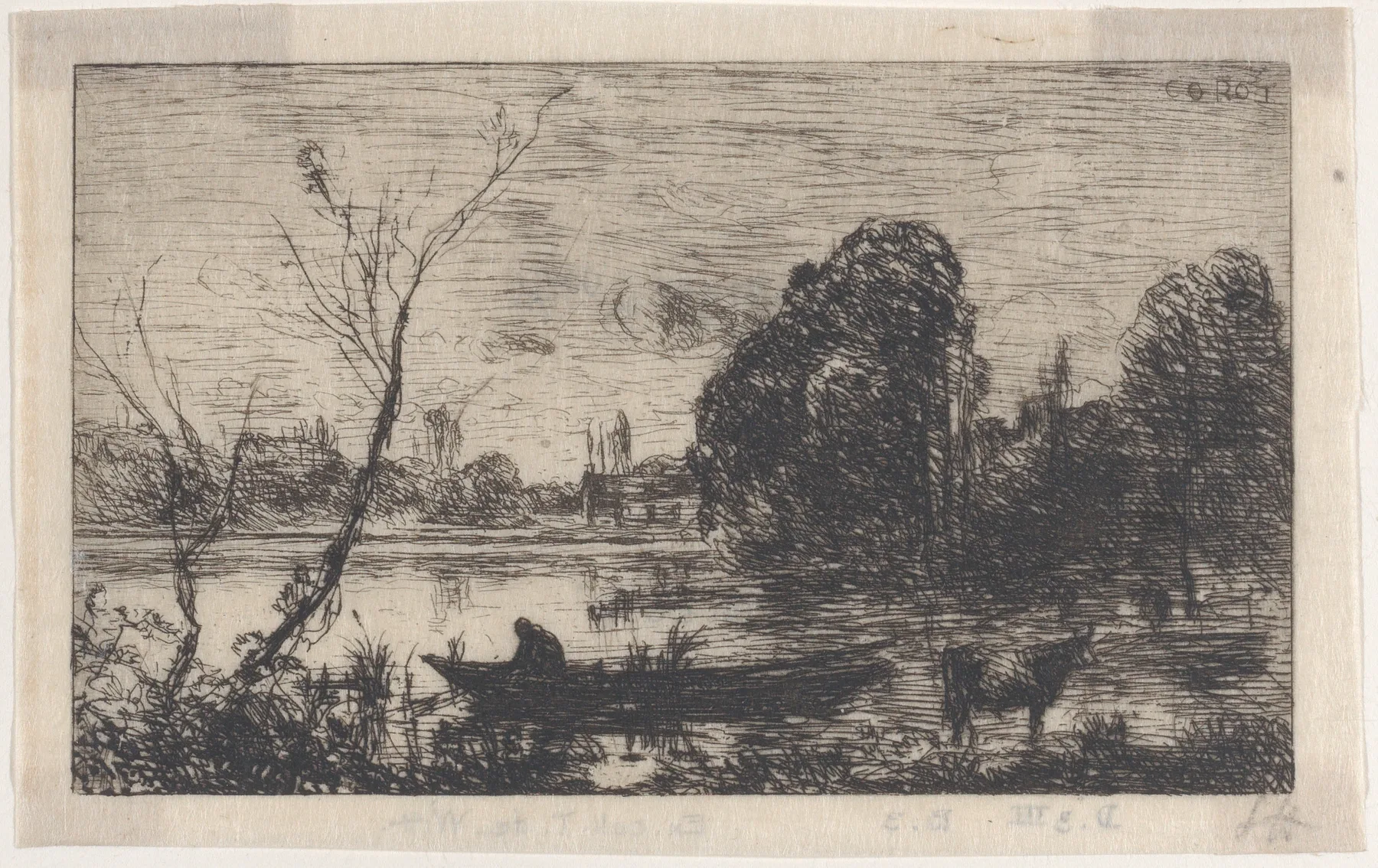 Ville d'Avray: Boatman on a Pond (Evening Effect), Corot, 1862