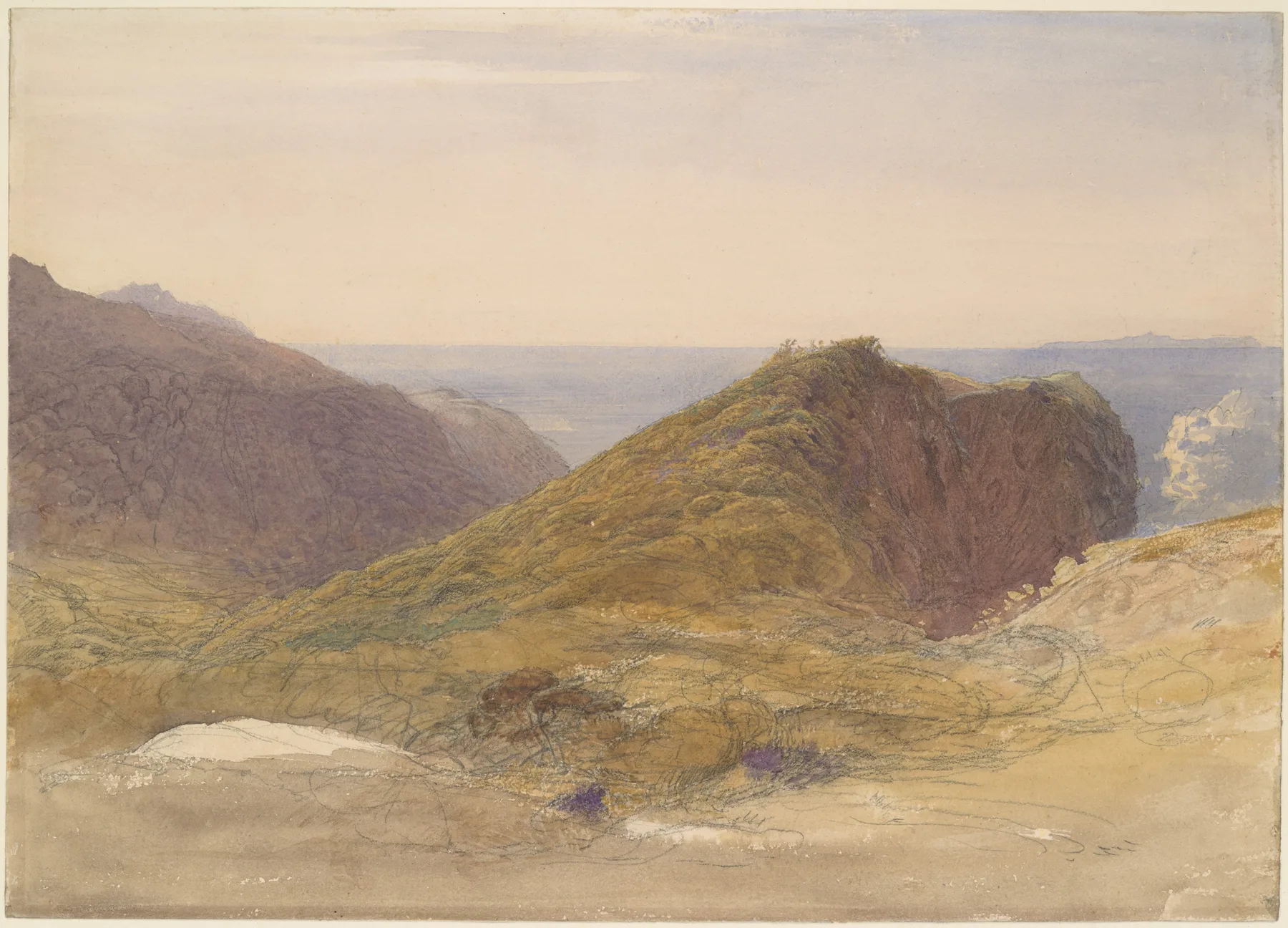 On the North Coast of Devon, Lundy Island in the Distance, Palmer, ca. 1835