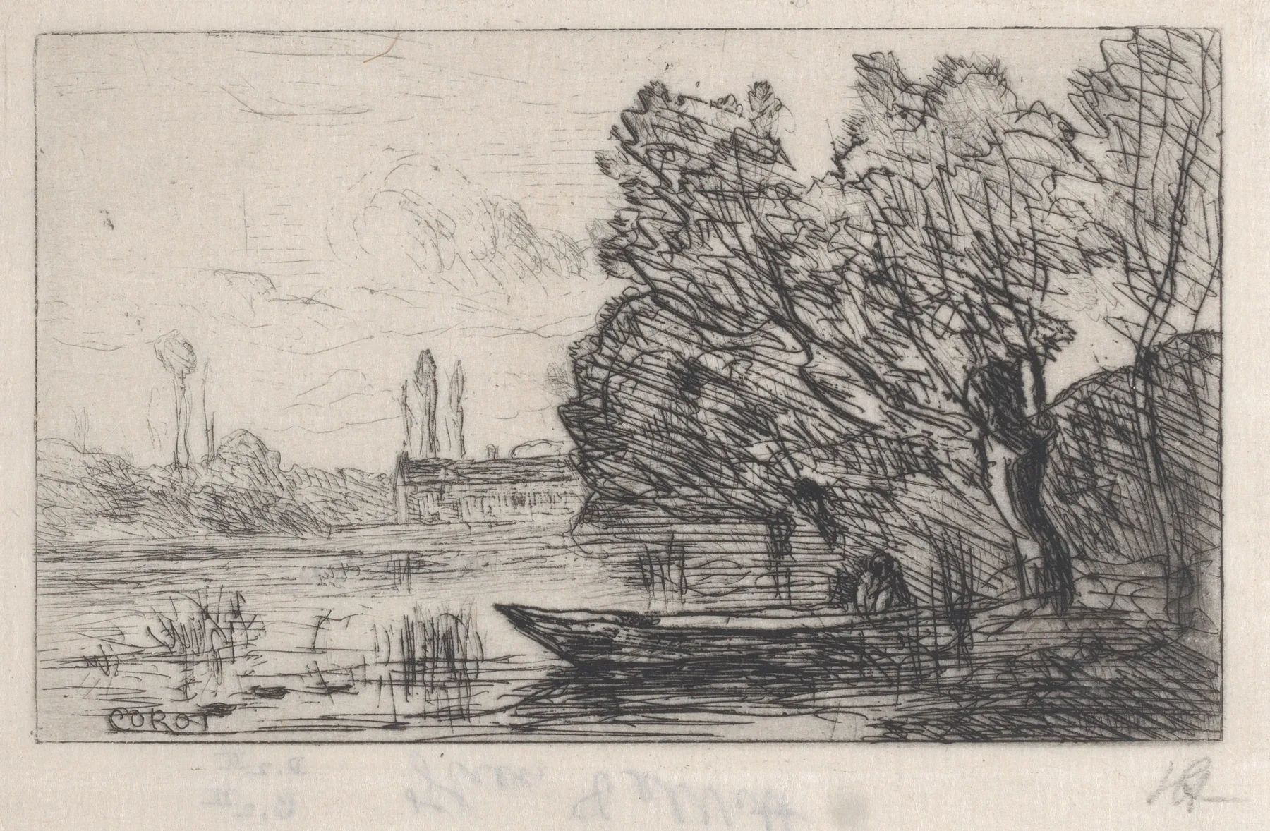 Ville d'Avray: Boat Under the Willows (Morning Effect), Corot, 1857