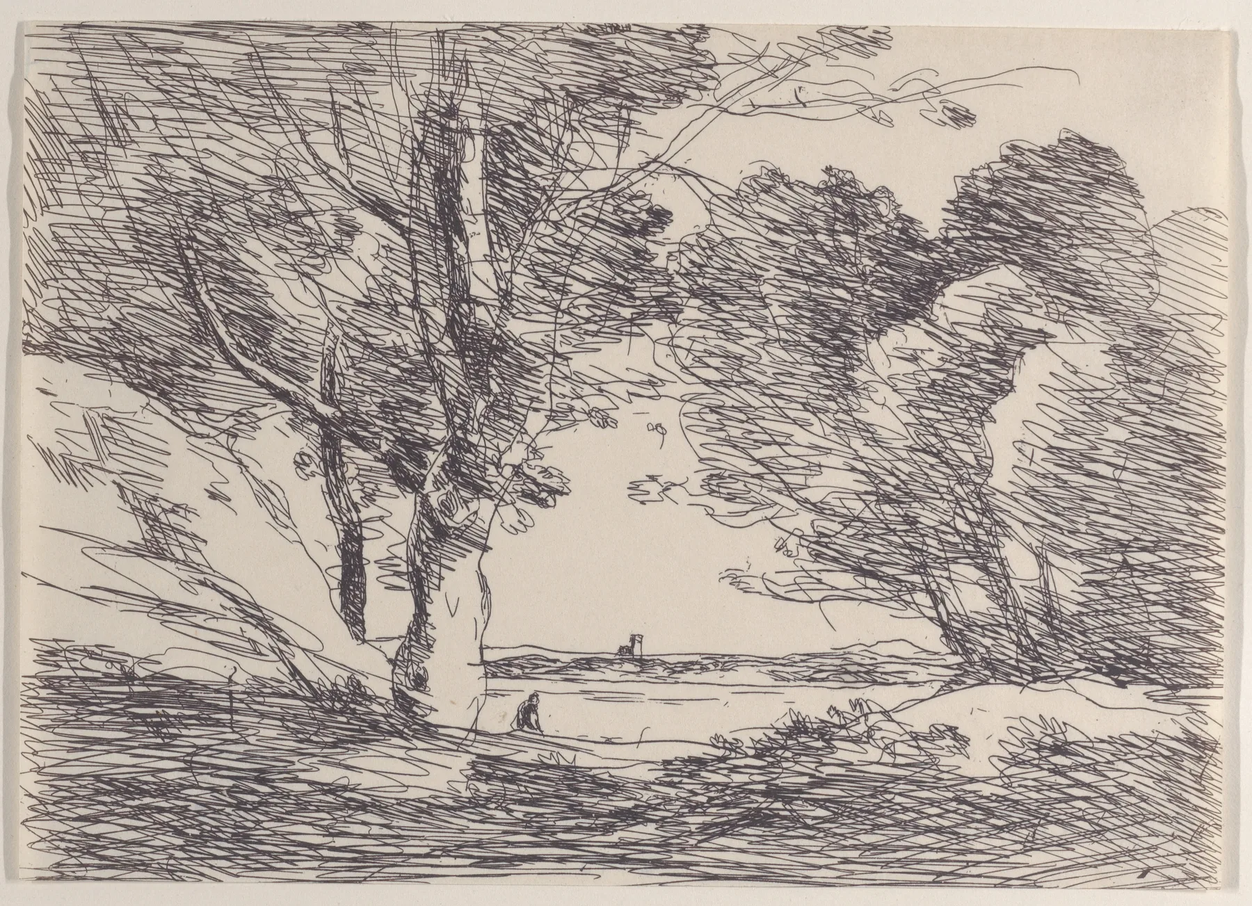 Tower at the Lake's Horizon (Tour á L'Horizon d'un Lac), Corot, 1871
