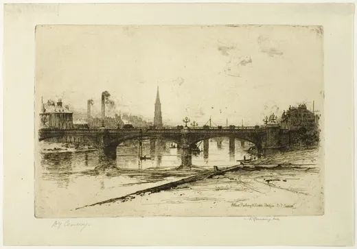 Albert, Railway, and Victoria Bridges, plate six from the Clyde Set, D. Y. Cameron