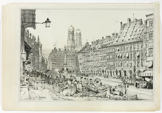 Munich, from Facsimiles of Sketches made in Flanders and Germany, Prout
