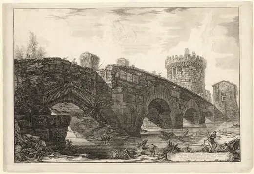 View of Ponte Lugano on the Anio, from Views of Rome, Piranesi