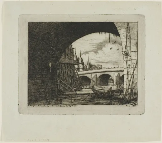 An Arch of Pont Notre-Dame, Paris, Meryon