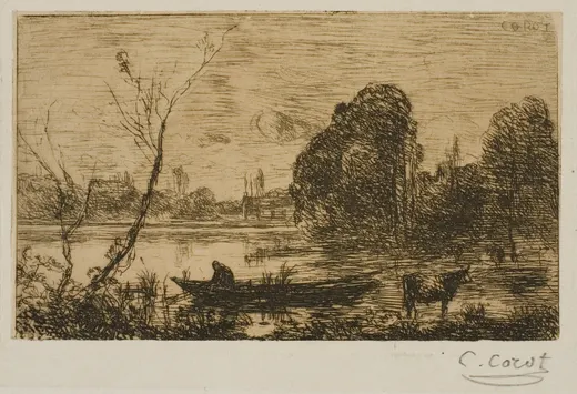 Ville d'Avray: Pond with Boatman, Evening, Corot