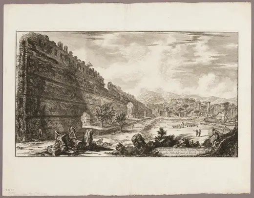 View of the Remains of the Praetorian Fort [the Poecile], Hadrian's Villa, Tivoli, from Views of Rome, Piranesi