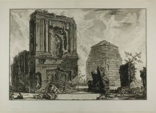 A. View of the Tomb of Licinianus Piso on the ancient Appian Way... B. Tomb of the Cornelii..., from Views of Rome, Piranesi